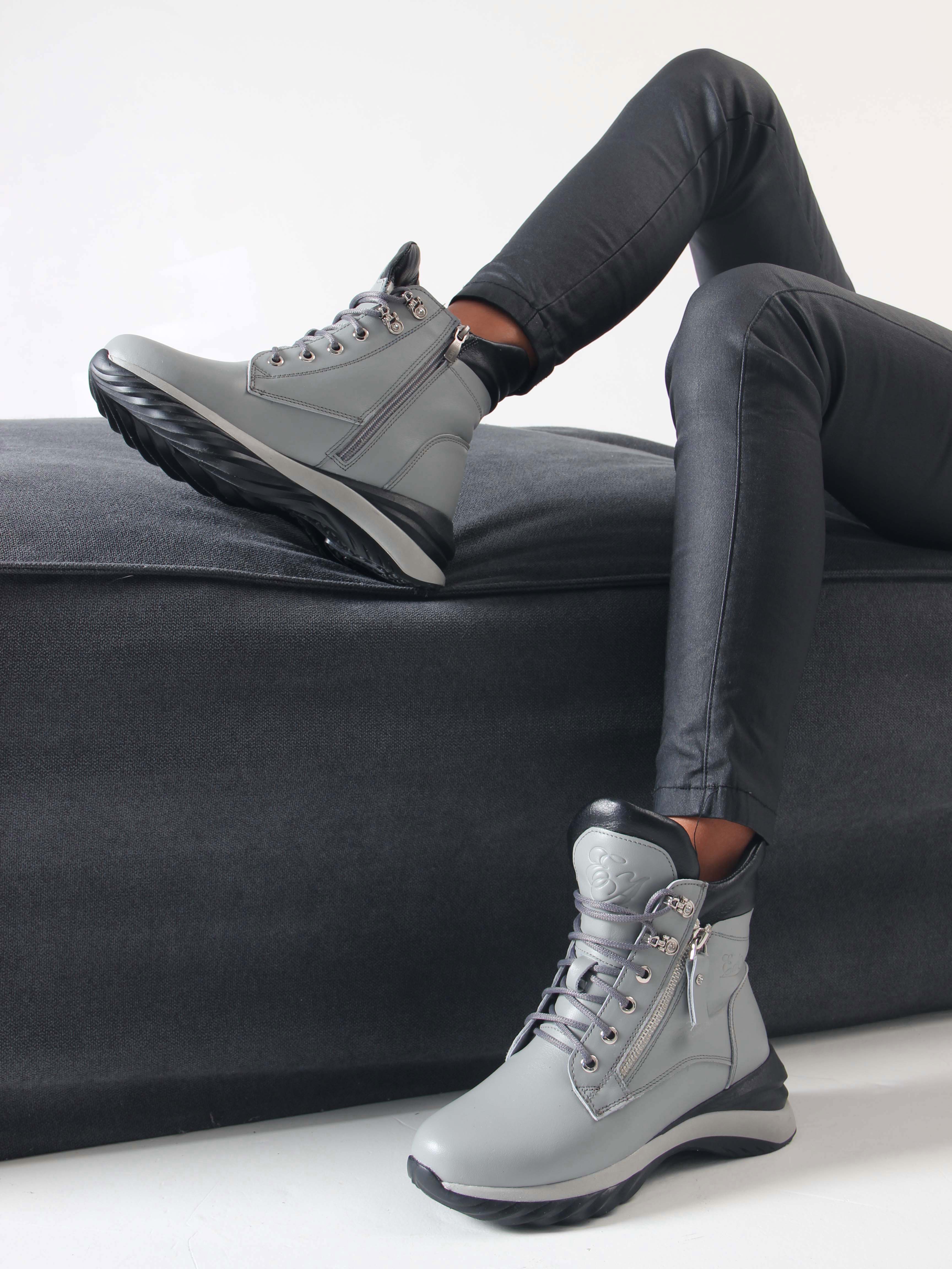 картинка Ботинки ED'ART 261.uno2'bl. серый черный от интернет магазина