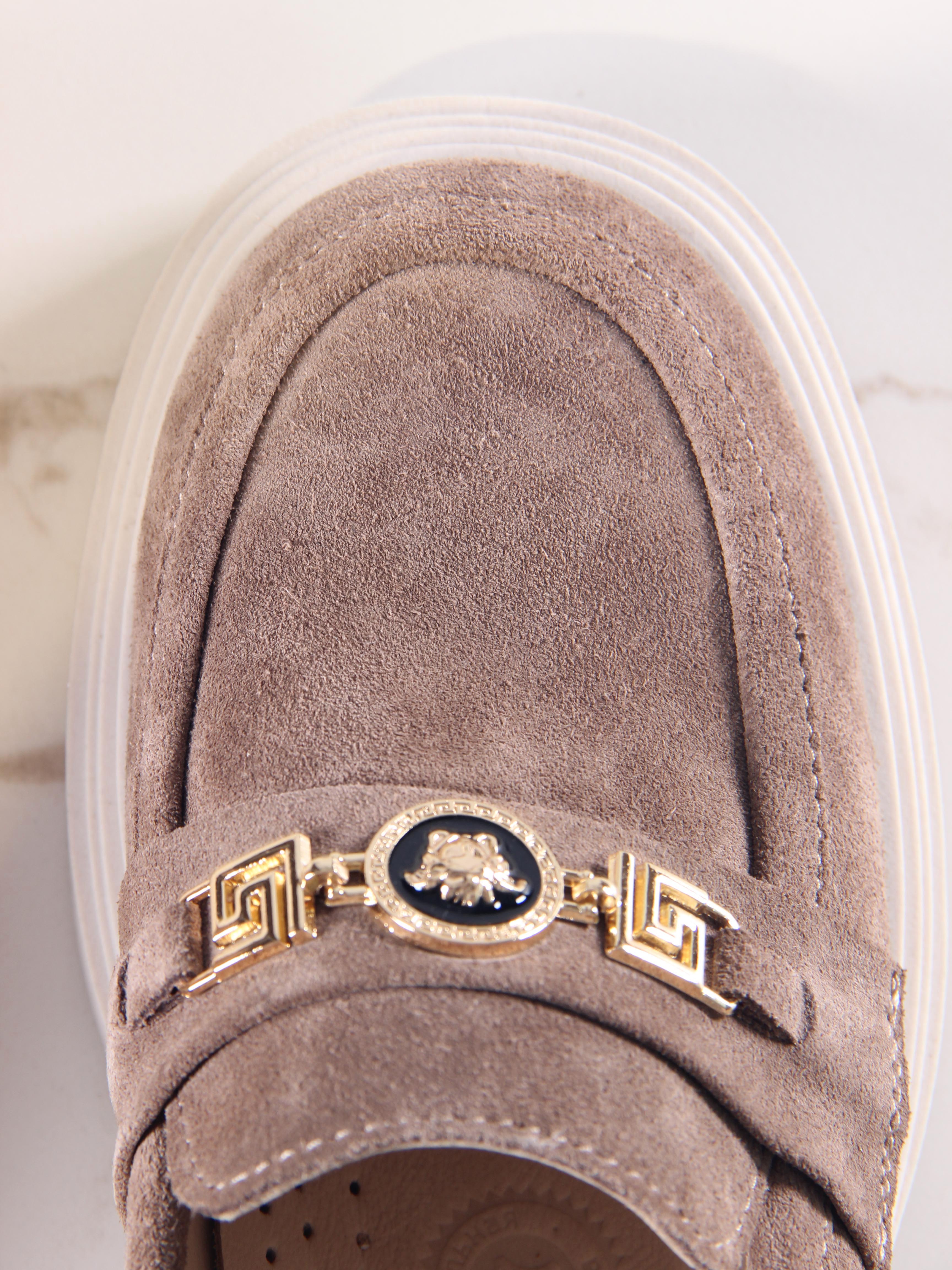 картинка Лоферы туфли ED'ART 173.1453'be. коричневый капучино замша от интернет магазина