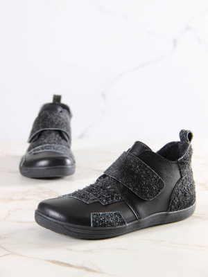 Ботинки босоногие на липучке черные