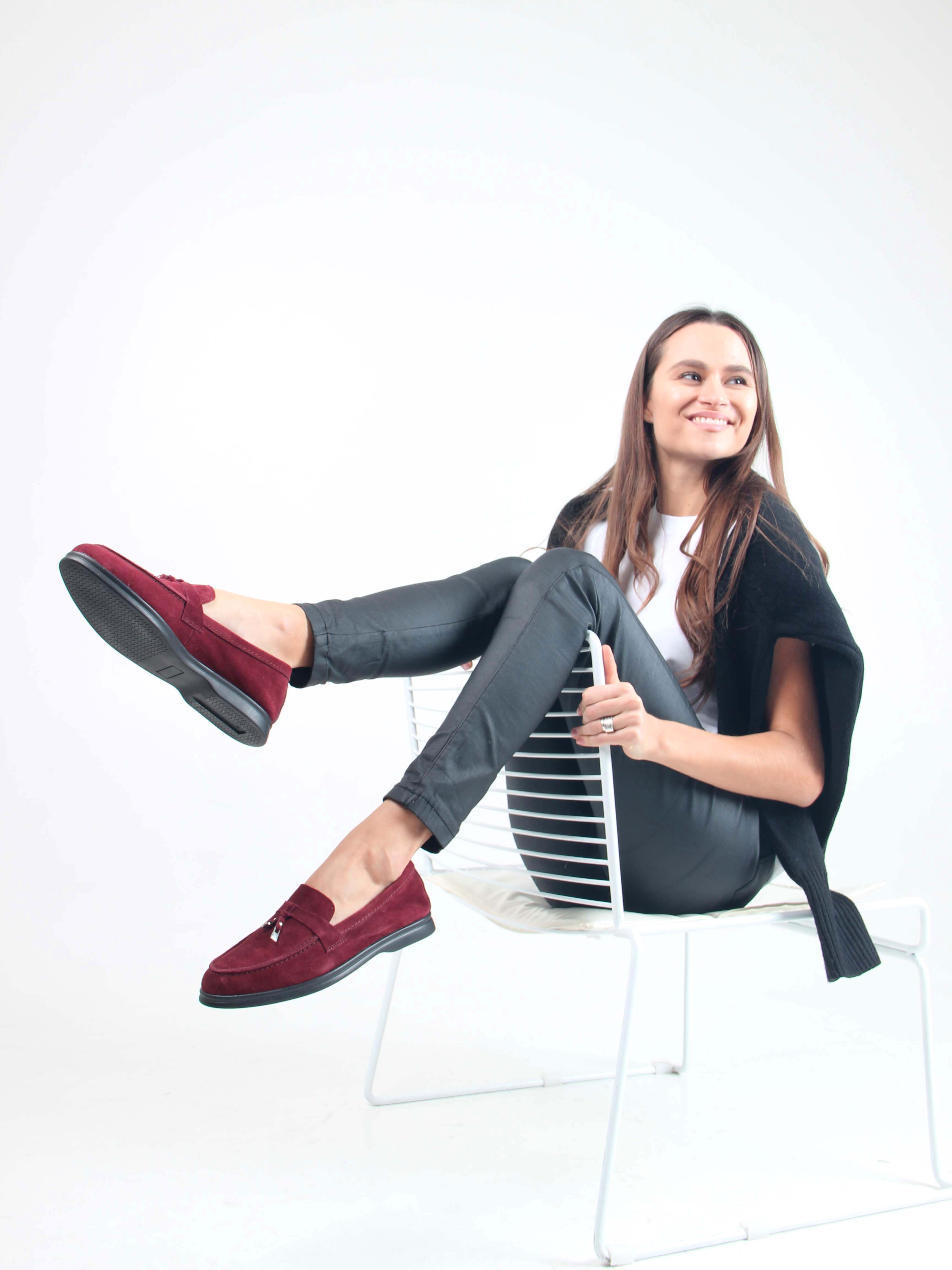 картинка Лоферы туфли ED'ART 170.2614'bl. бордо замша от интернет магазина