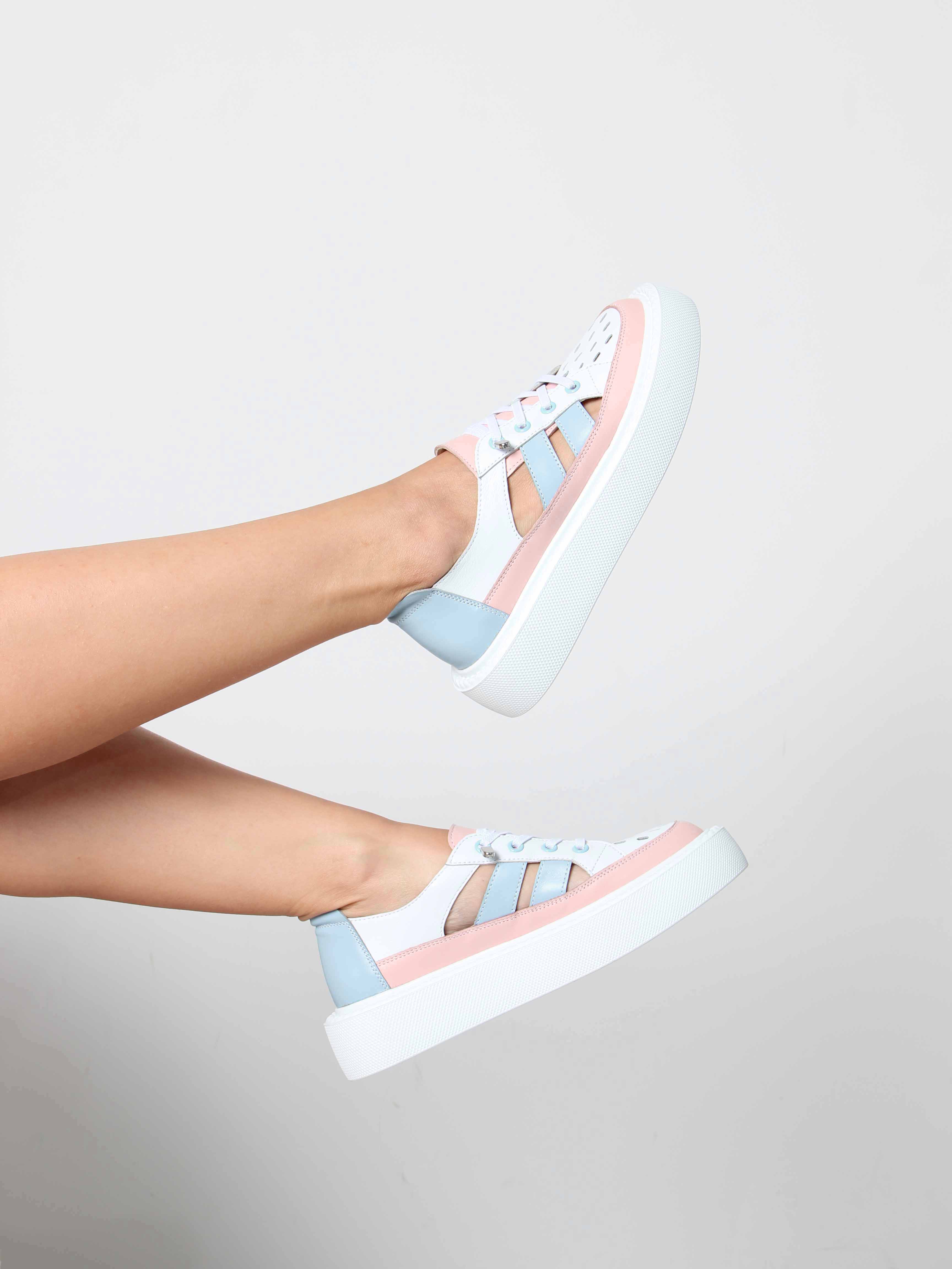 картинка Кроссовки ED'ART 165.P.Lusi23.'w. Белый голубой розовый от интернет магазина