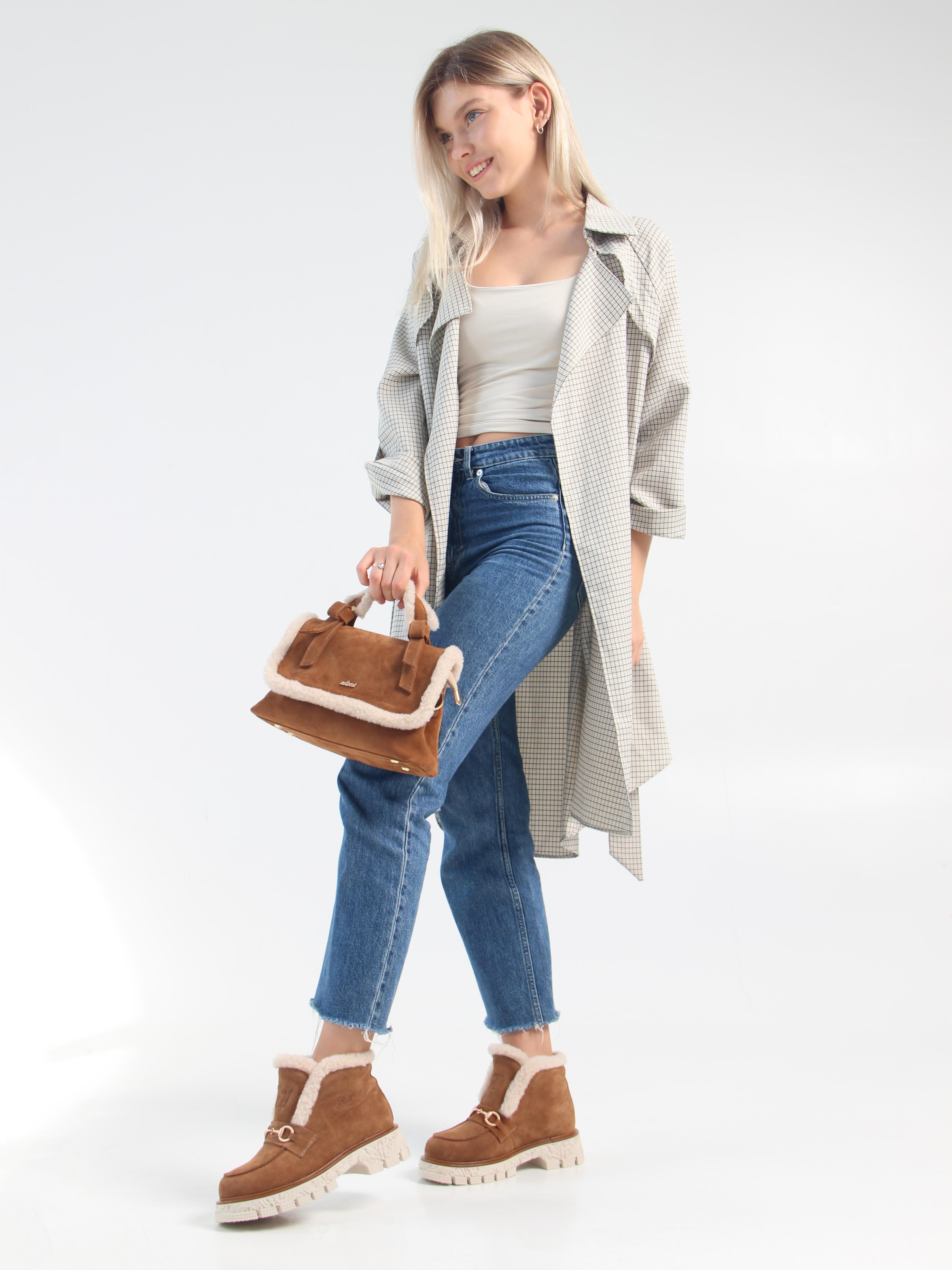 картинка Сумка-клатч ED'ART s06z.светло коричневая замша от интернет магазина