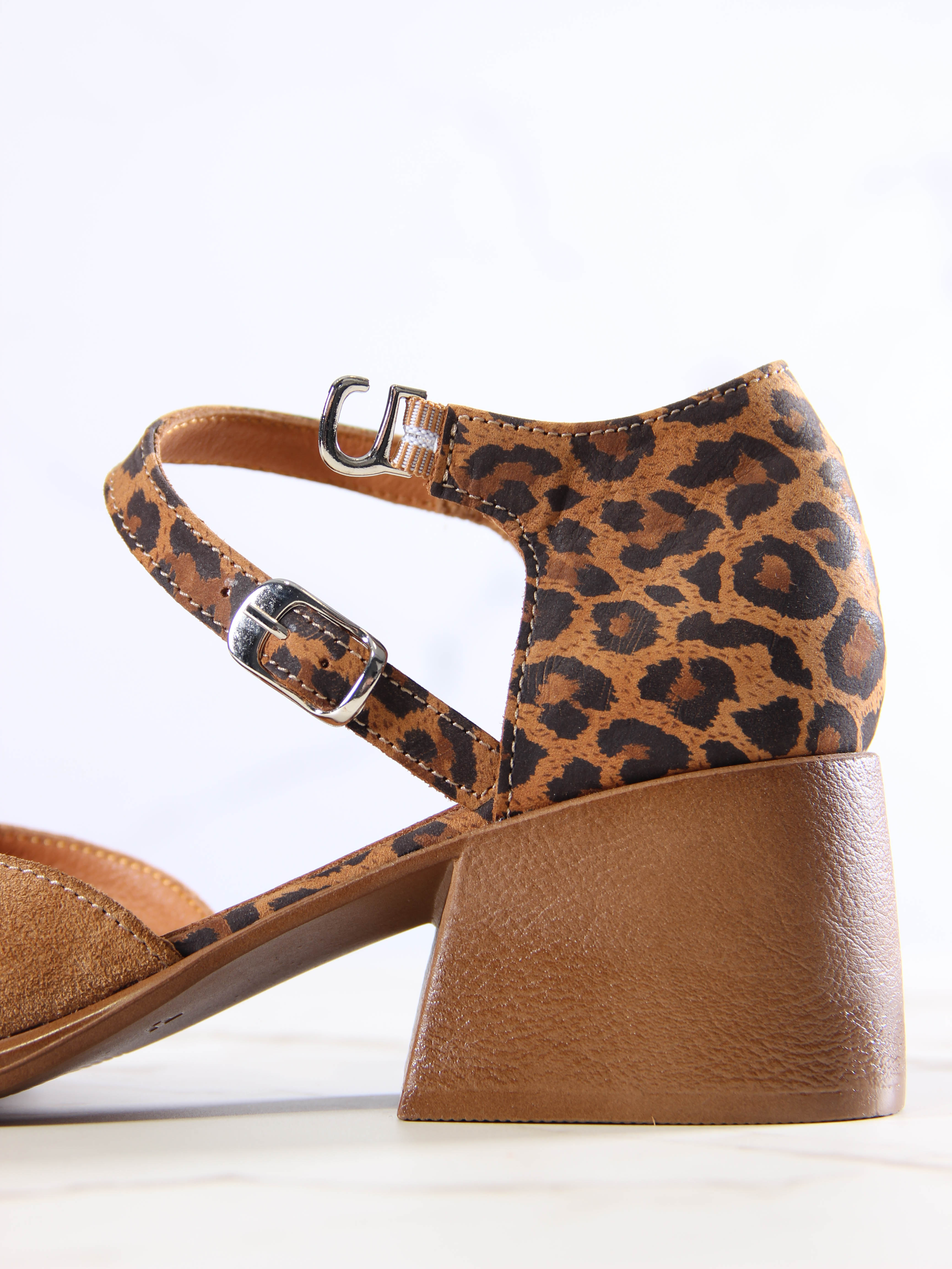 картинка Босоножки ED'ART 5033.23663'bе.Светло-коричневая замша+корич леопард замша от интернет магазина