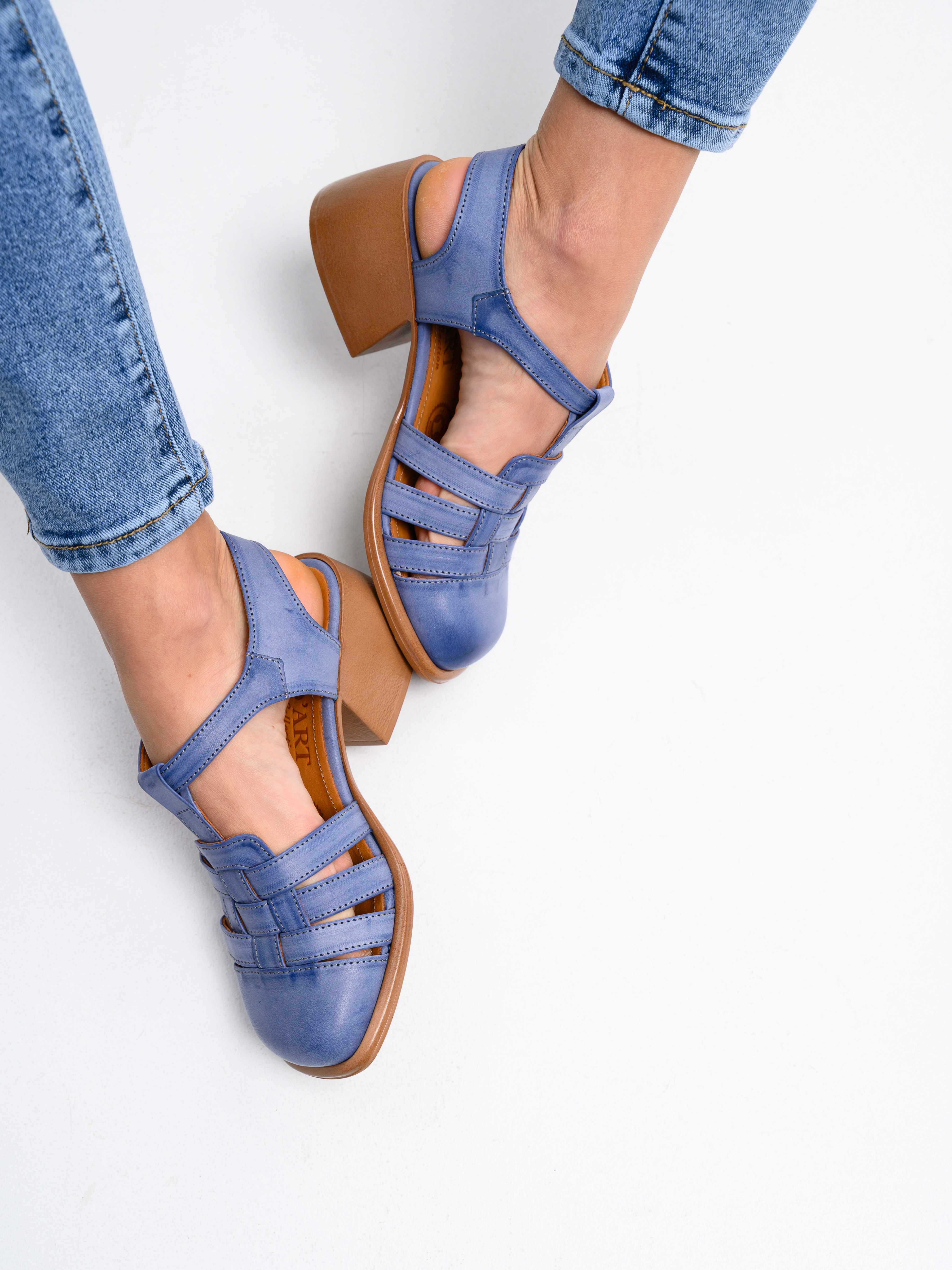 картинка Босоножки ED'ART 5035.23663'bе. Вакса джинс+коричневый от интернет магазина