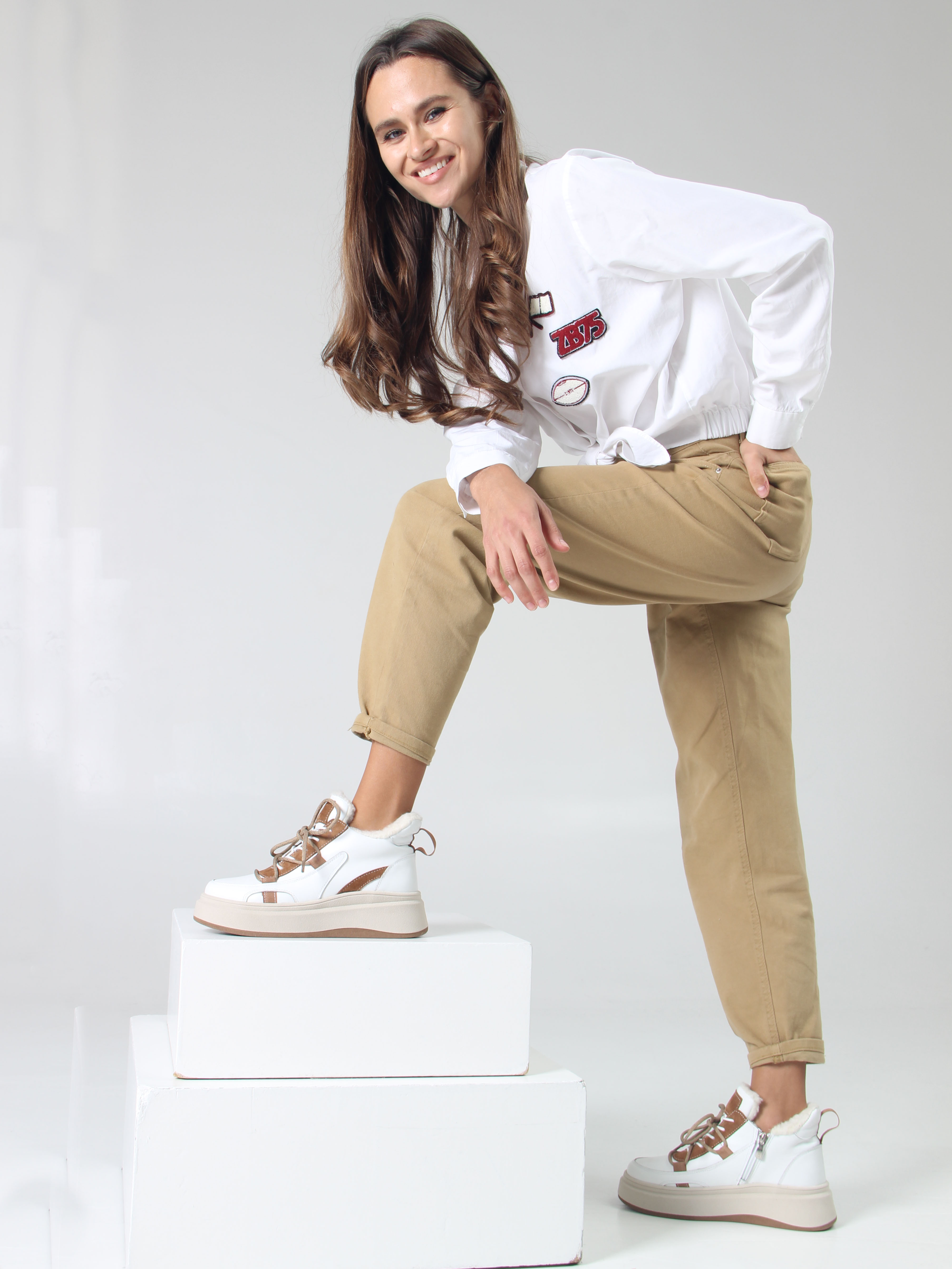 картинка Ботинки ED'ART 229.windy'be. белый коричневый от интернет магазина