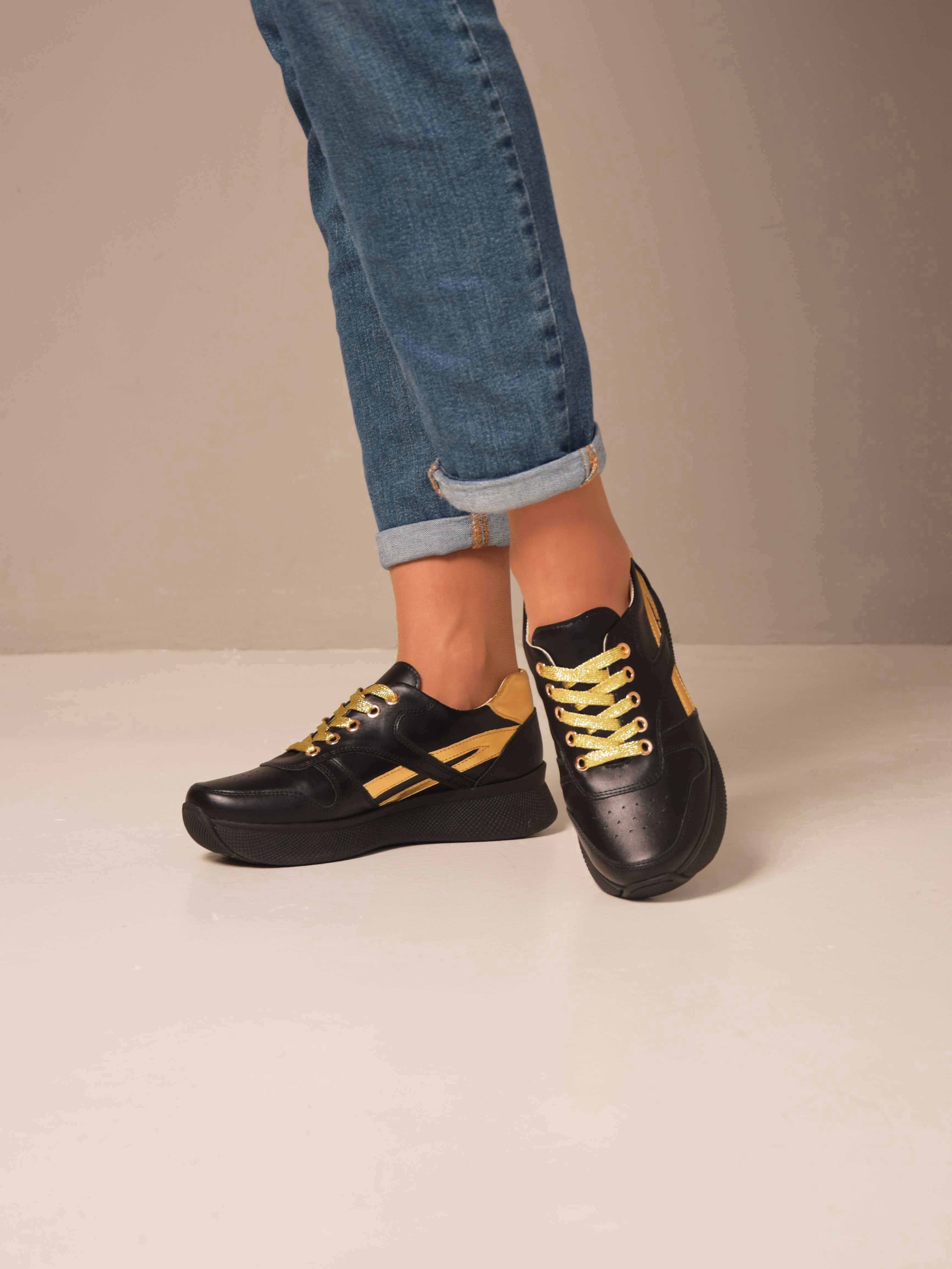 картинка Кроссовки ED'ART 132.omega'bl. Черный золото от интернет магазина