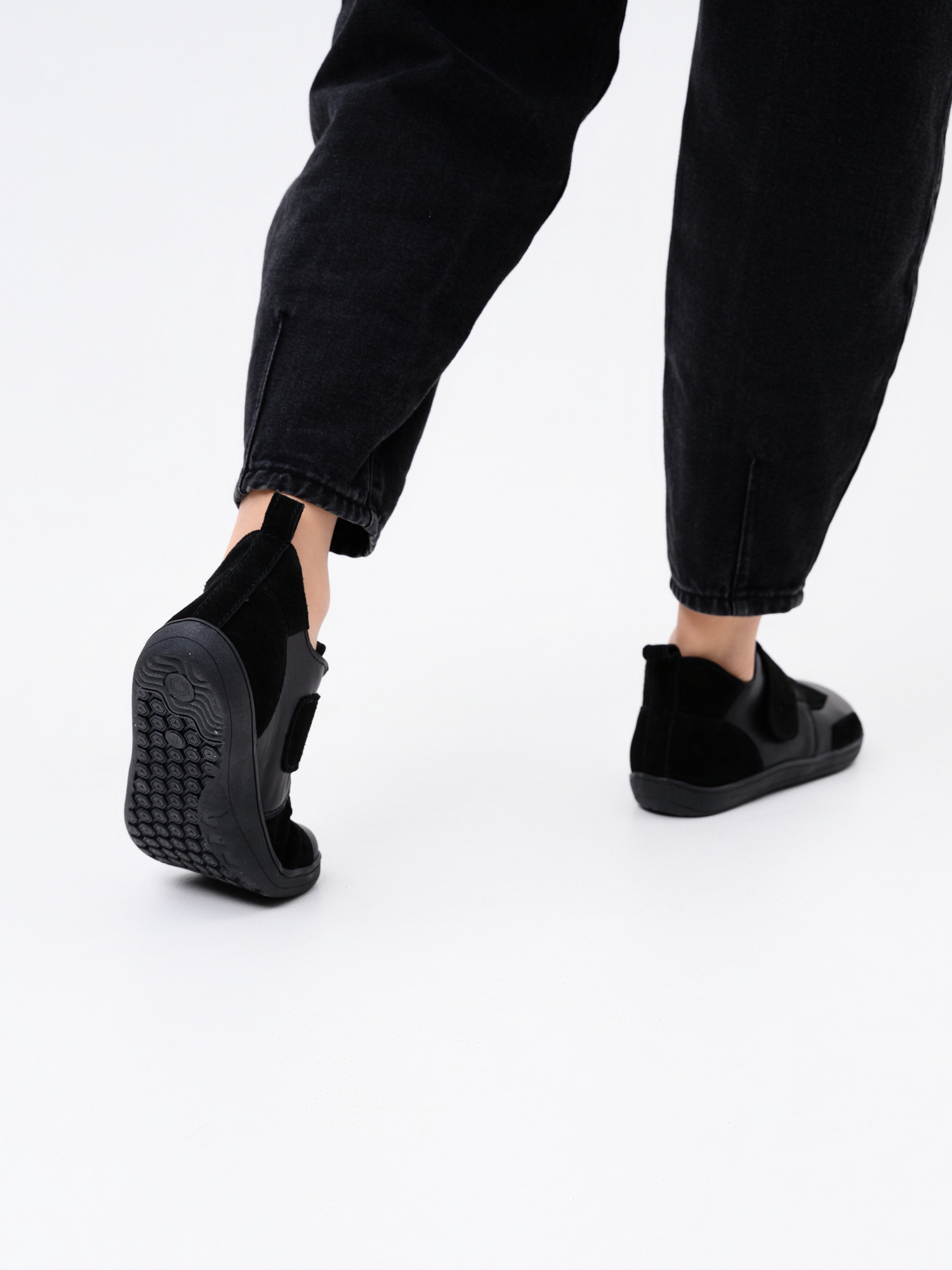 картинка Босоногие ботинки  ED'ART 206.NATA'bl.Черная кожа+черная замша от интернет магазина