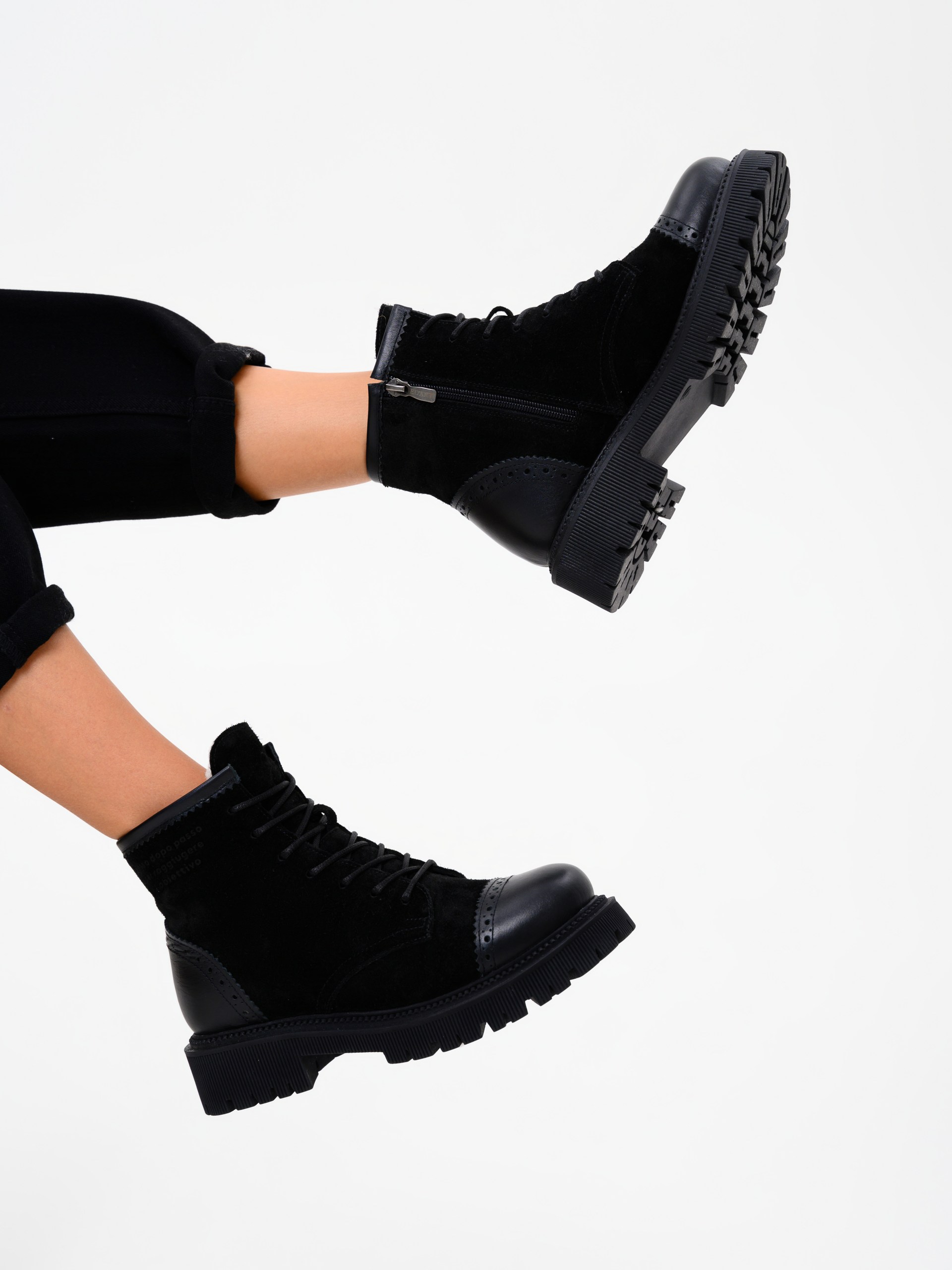 картинка Ботинки ED'ART 319.taskana'bl. Черная замша+черный от интернет магазина