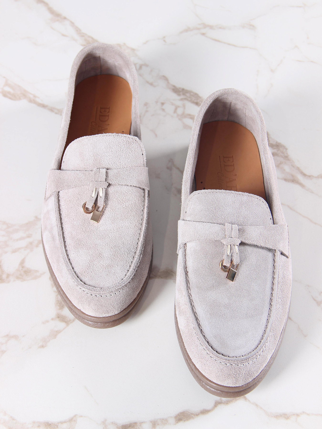 картинка Лоферы лоферы ED'ART 170.2614'be. Каменный замша от интернет магазина