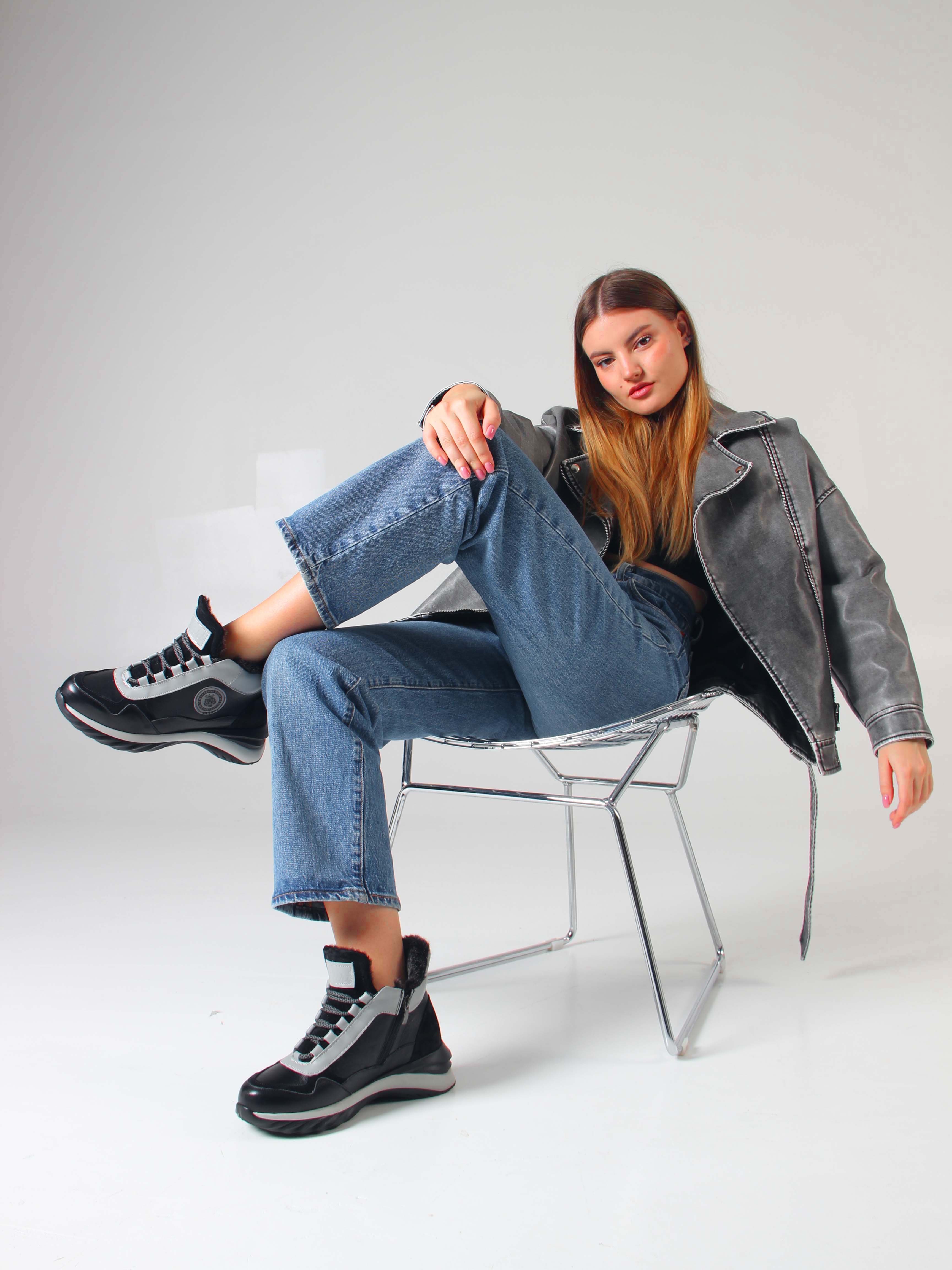 картинка Ботинки ED'ART 350.uno2'bl. черный серый от интернет магазина