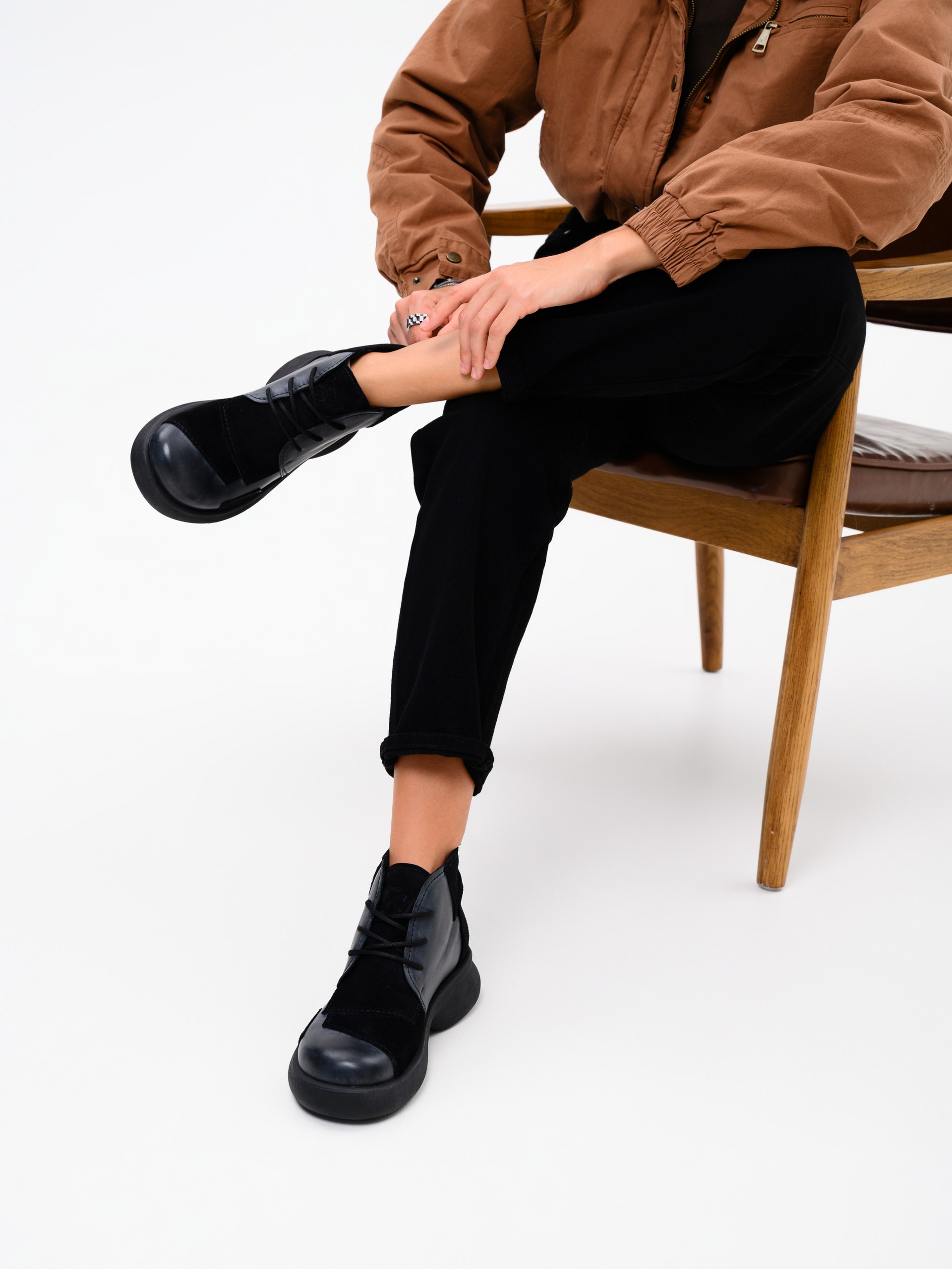 картинка Ботинки  ED'ART 305.927'bl. Вакса черная+черная замша от интернет магазина