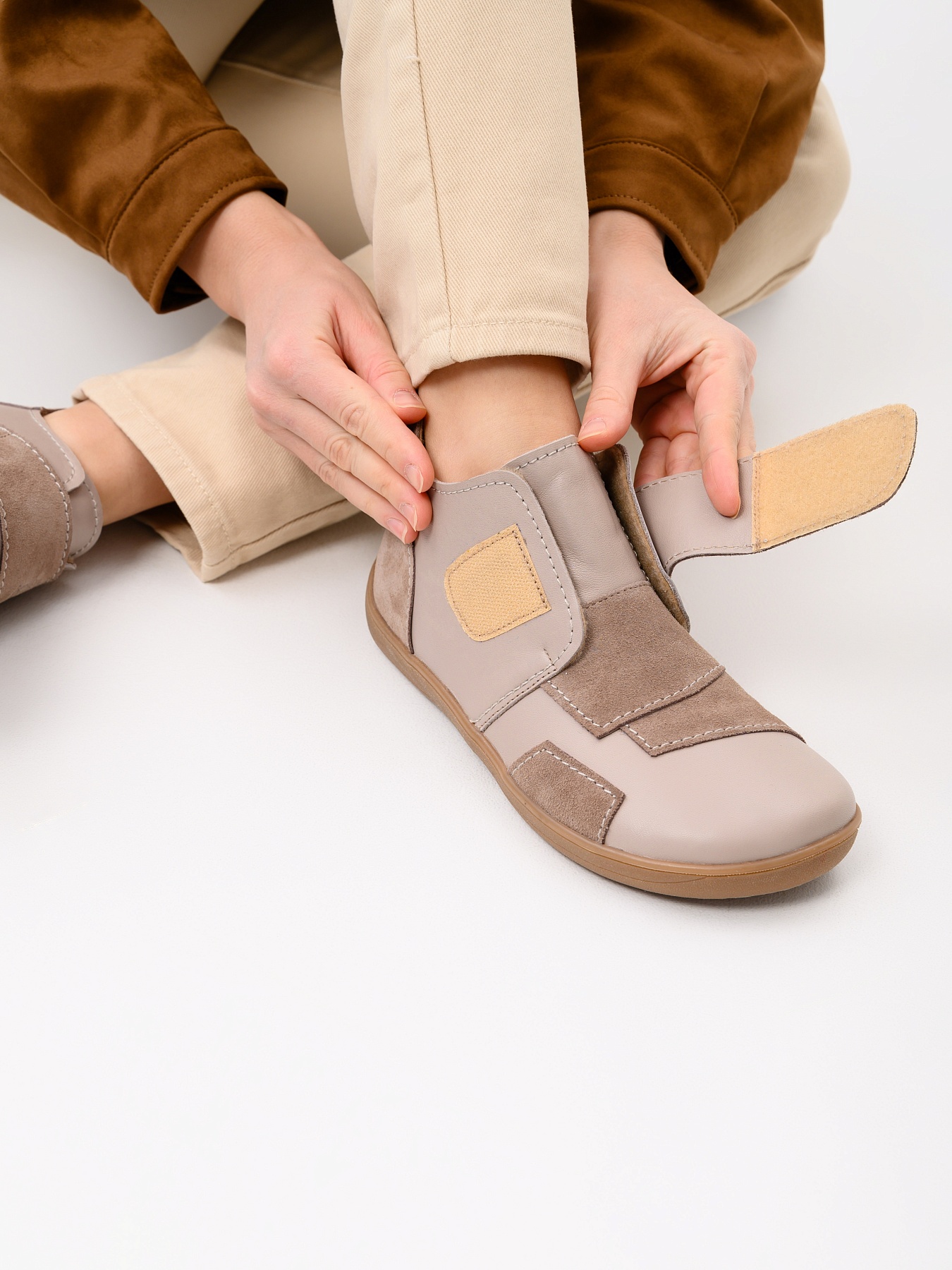 картинка Босоногие ботинки  ED'ART 206.NATA'br.Визон+капучино замша от интернет магазина