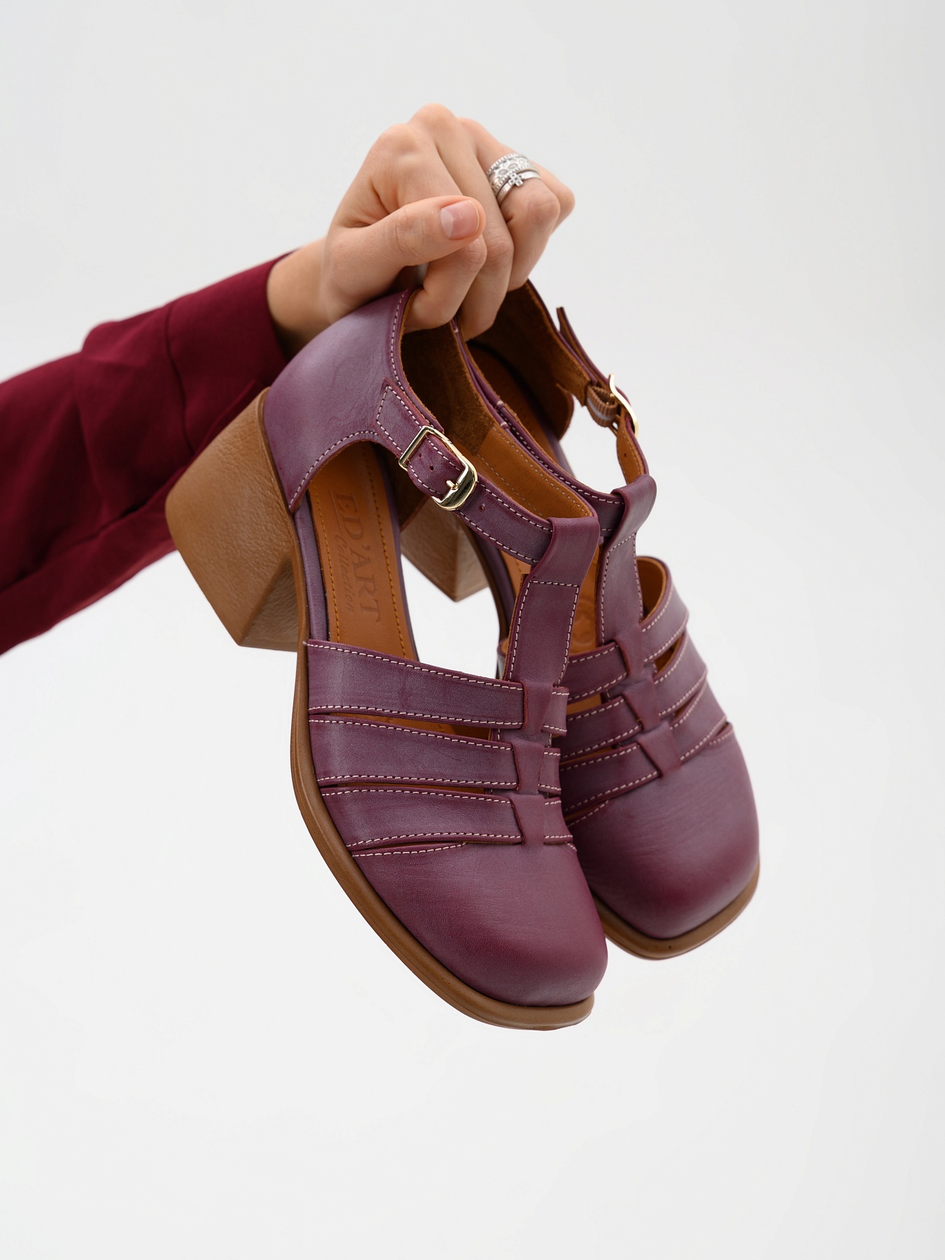 картинка Босоножки ED'ART 5036.23663'bе.Вакса бордо+коричневый от интернет магазина