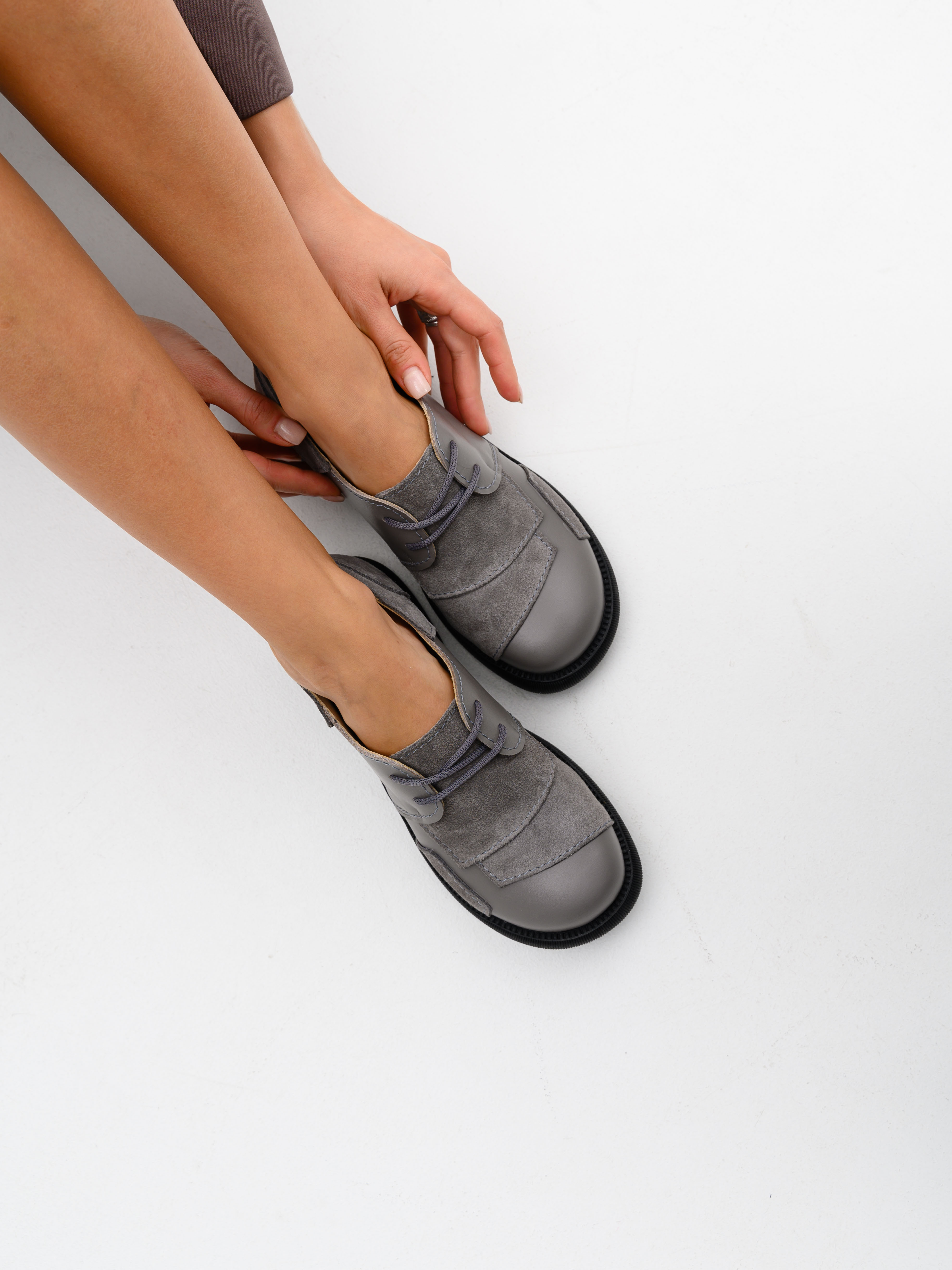 картинка Полуботинки туфли ED'ART 205.патриция'bl. Серый замок замша+серый игуана от интернет магазина