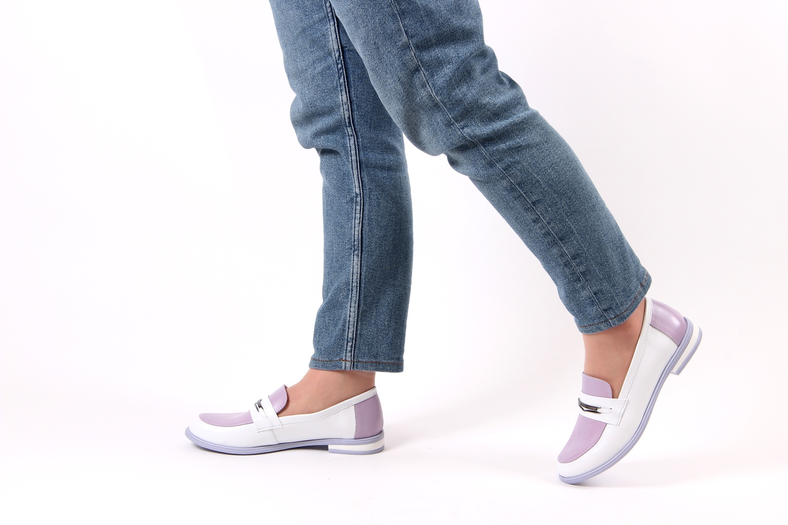 картинка Лоферы туфли ED'ART 117.madonna'l. white-lilac от интернет магазина