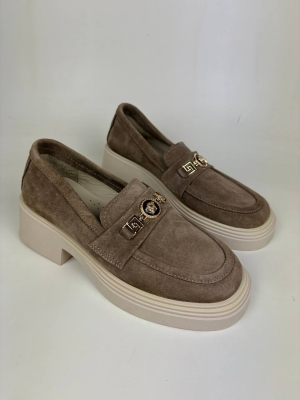 Лоферы натуральная замша коричневый