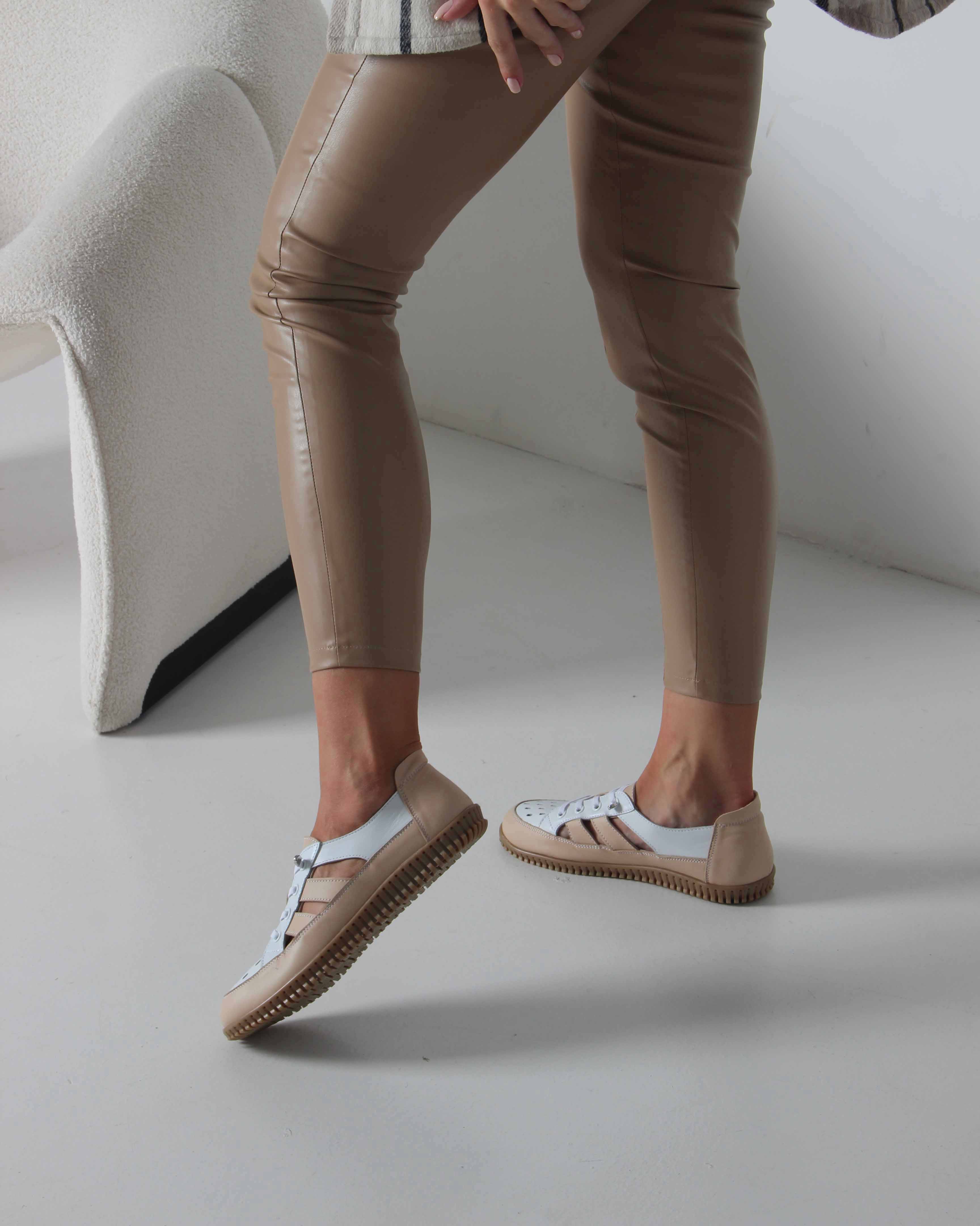 картинка Слипоны ED'ART 165.8000'be. белый-бежевый от интернет магазина