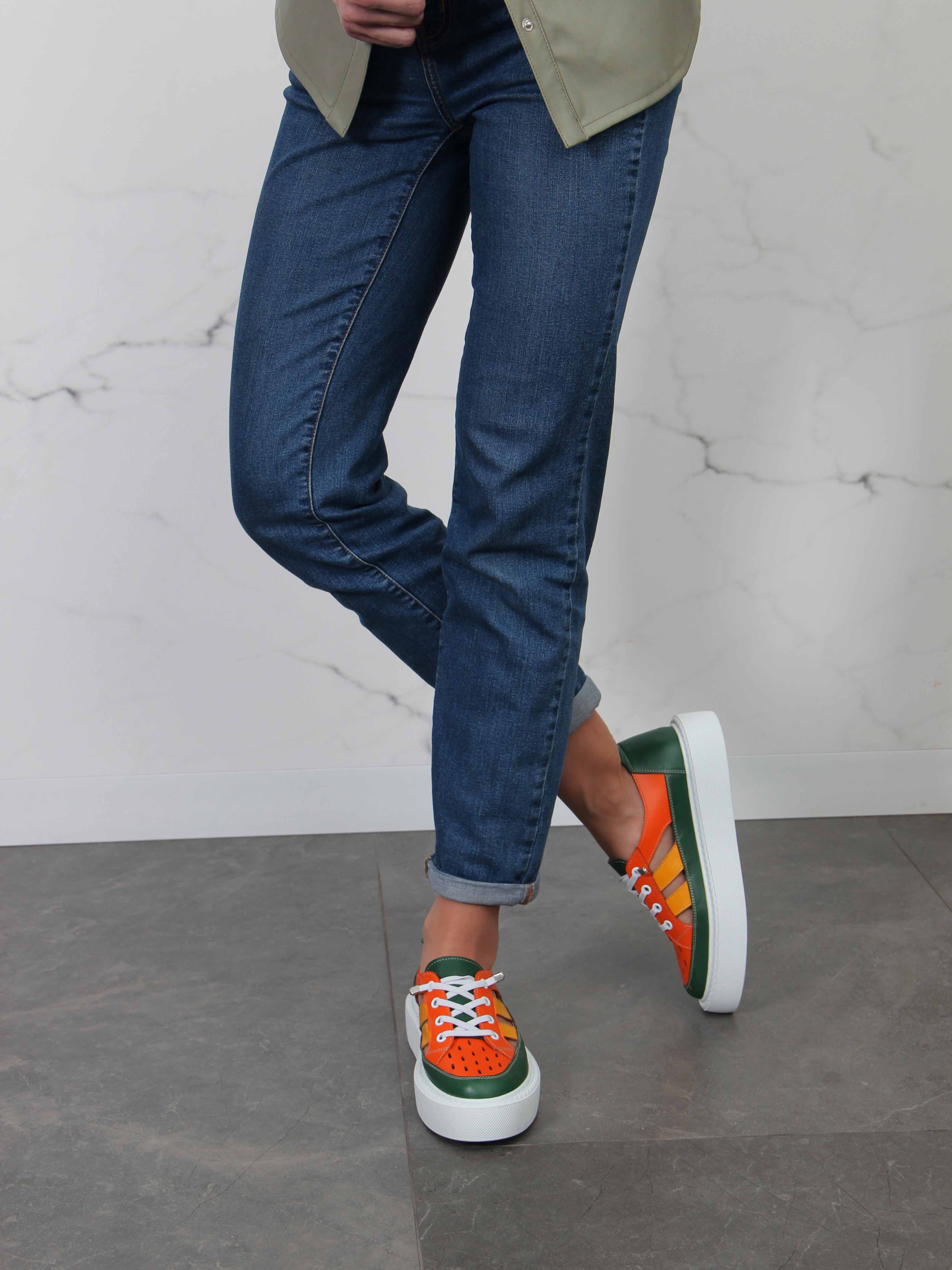 картинка Кроссовки ED'ART 165.P.Lusi23.'w.Оранжевый-зеленый от интернет магазина