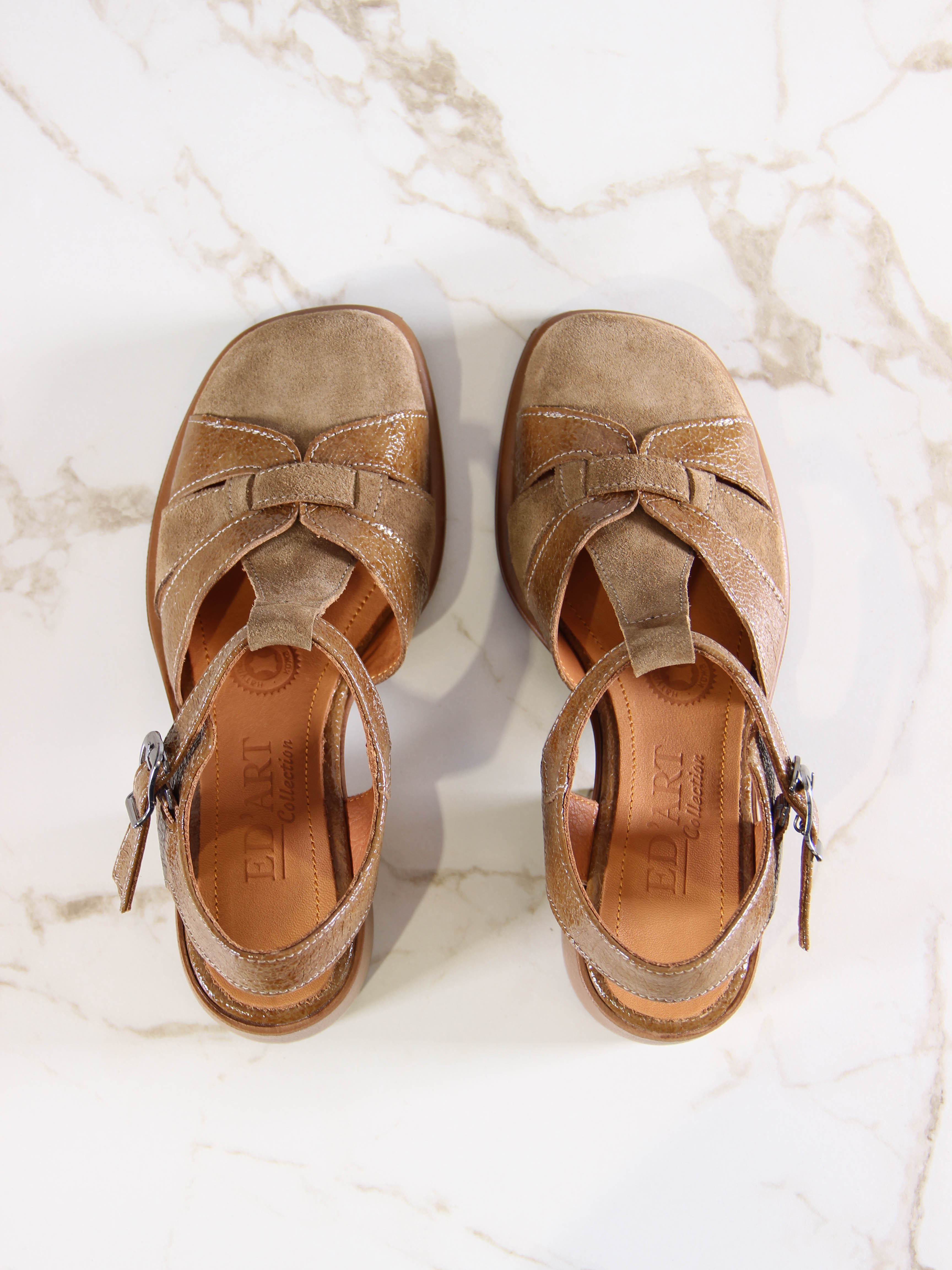 картинка Босоножки ED'ART 5038.23663'bе.Карамельный наплак+карамельная замша от интернет магазина