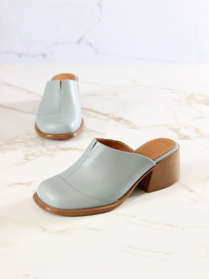 Сабо кожаные зеленые