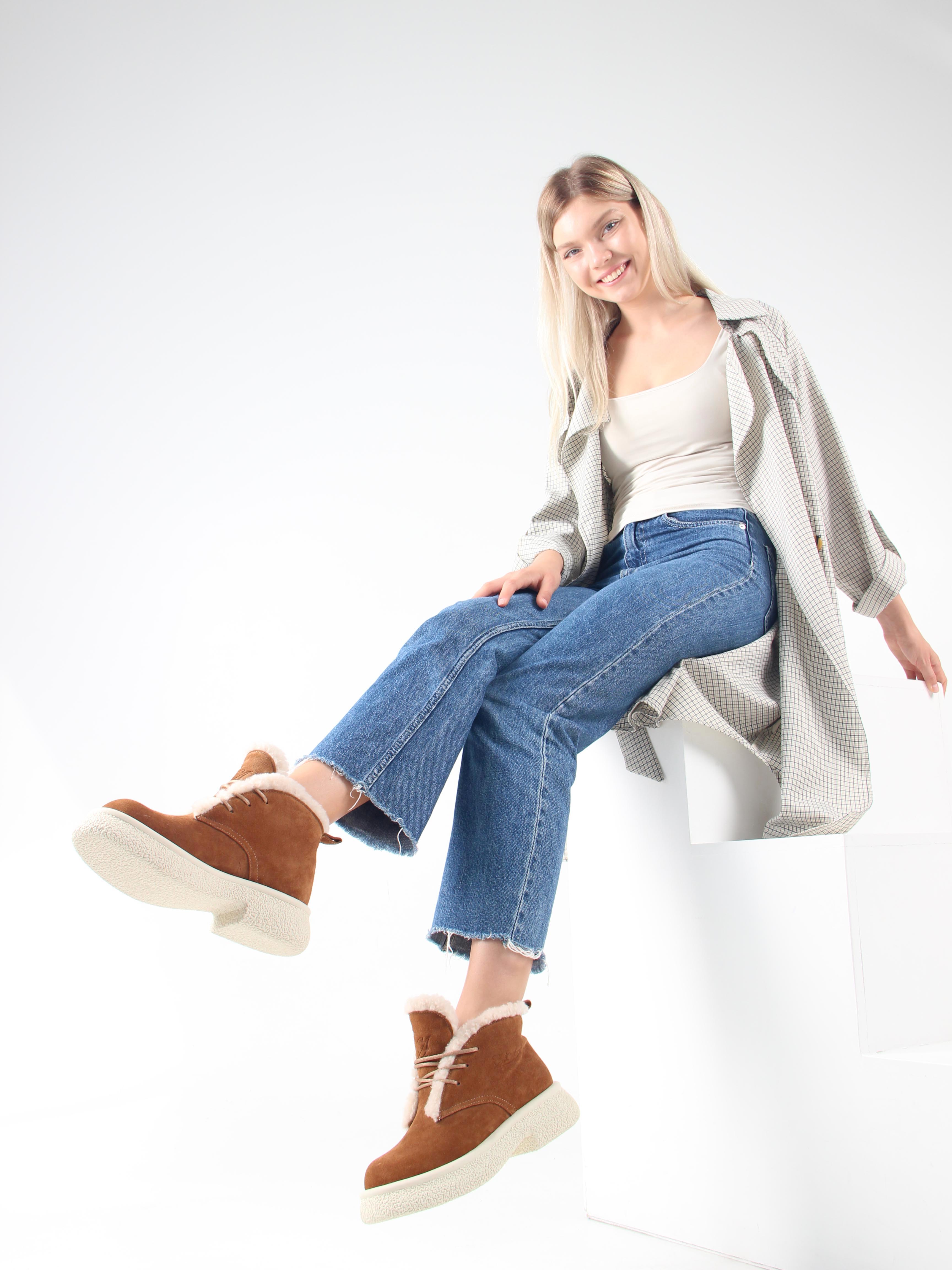 картинка Ботинки ED'ART 308.агата'w. светло коричневый замша от интернет магазина