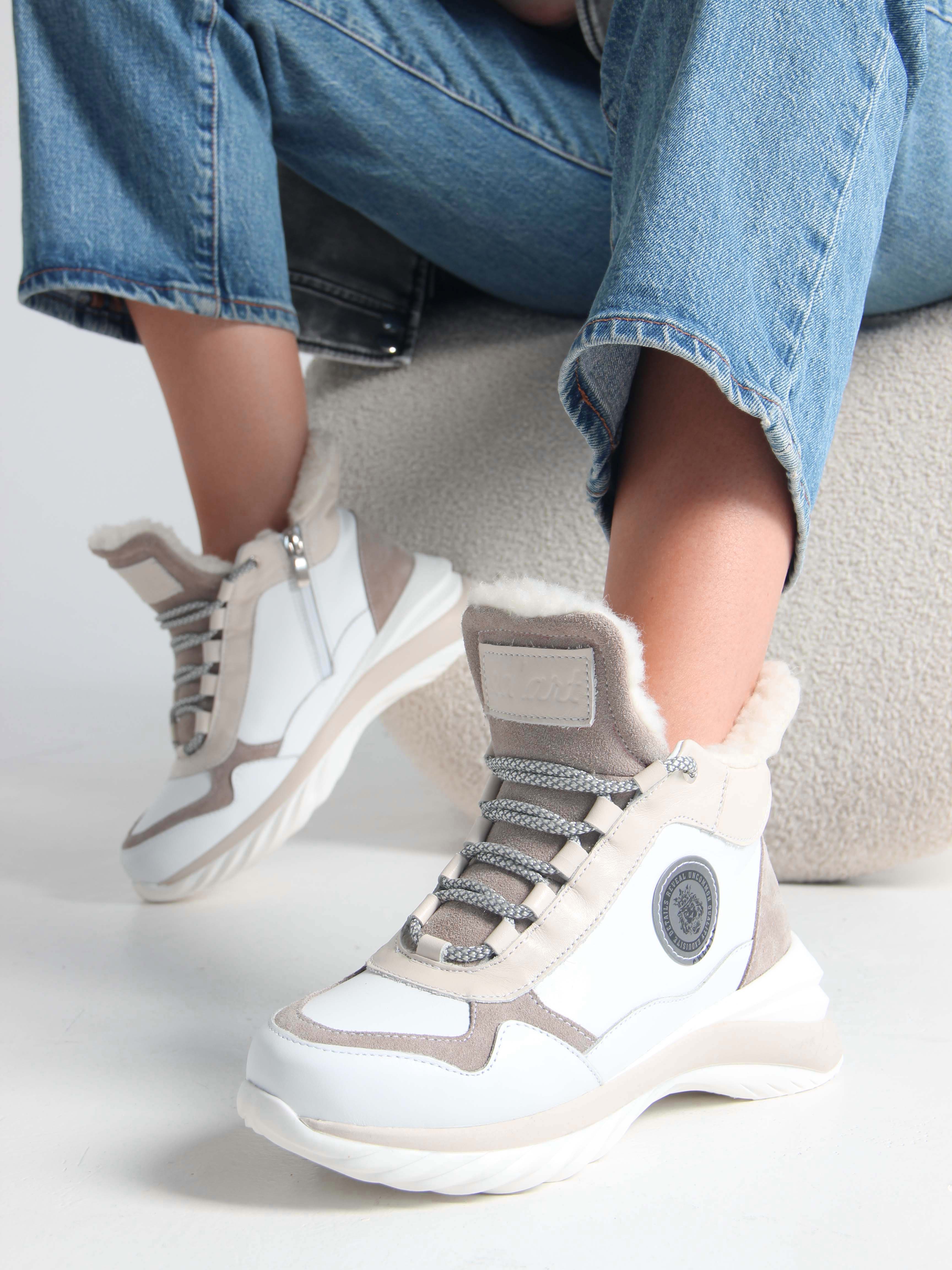 картинка Ботинки ED'ART 350.uno2'w. белый бежевый от интернет магазина