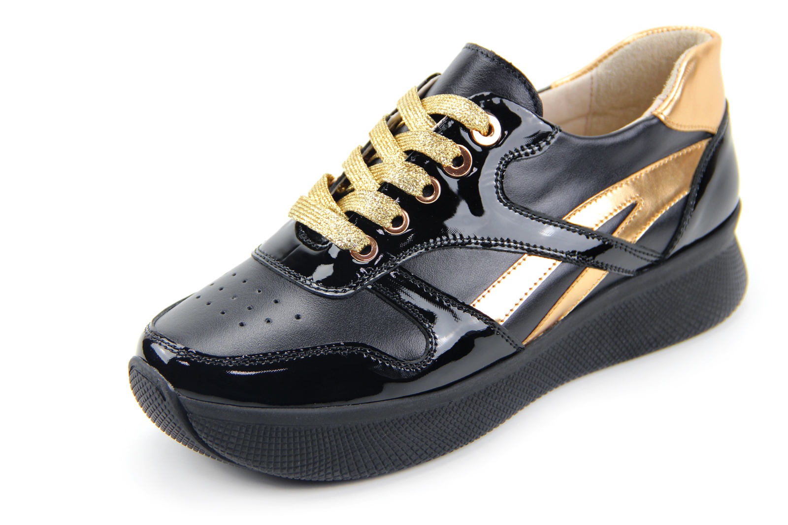 картинка Кроссовки ED'ART 132.omega'bl.lacq-gold от интернет магазина