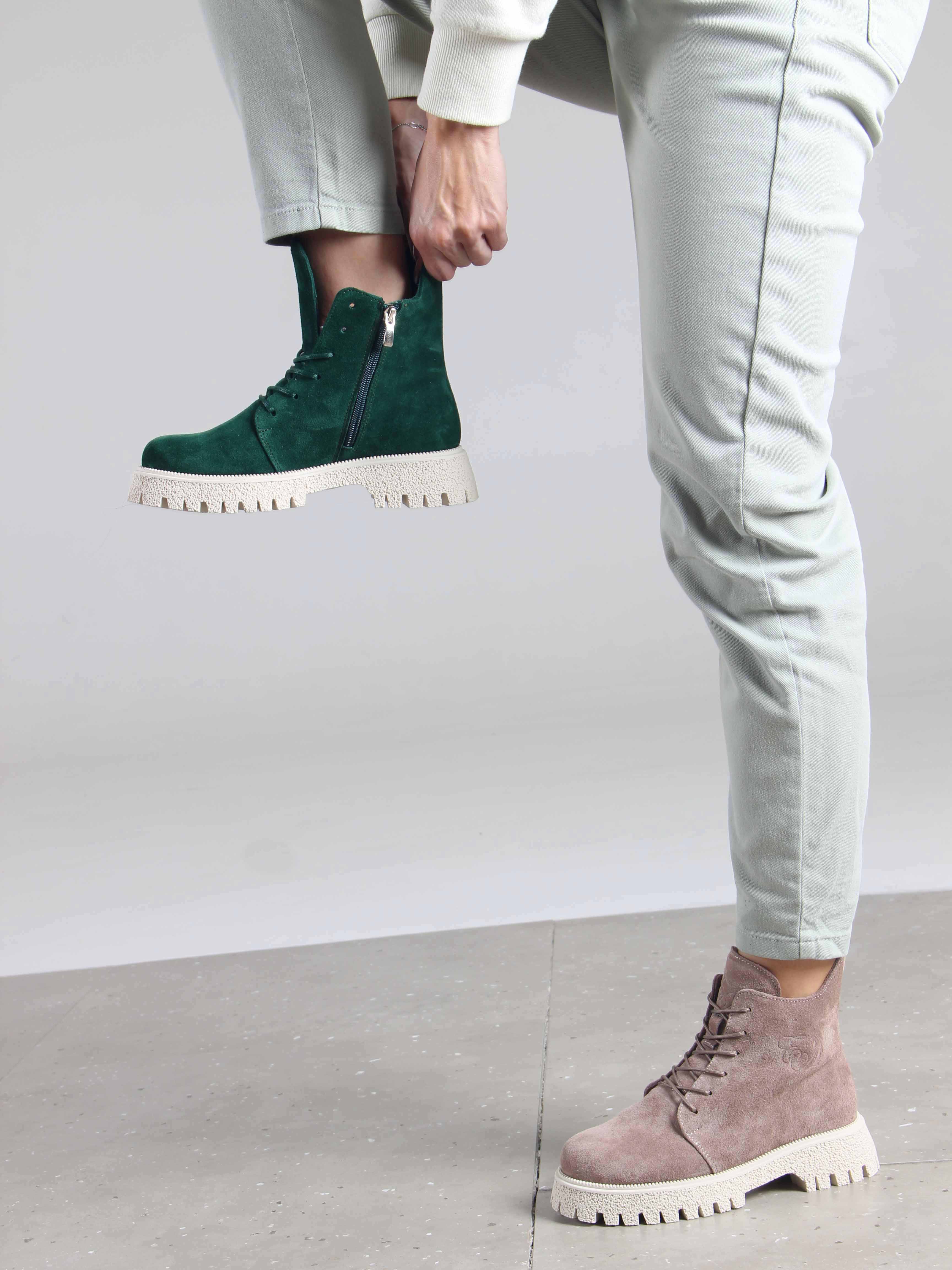 картинка Ботинки ED'ART 228.V.1541'be. Зеленый замша от интернет магазина