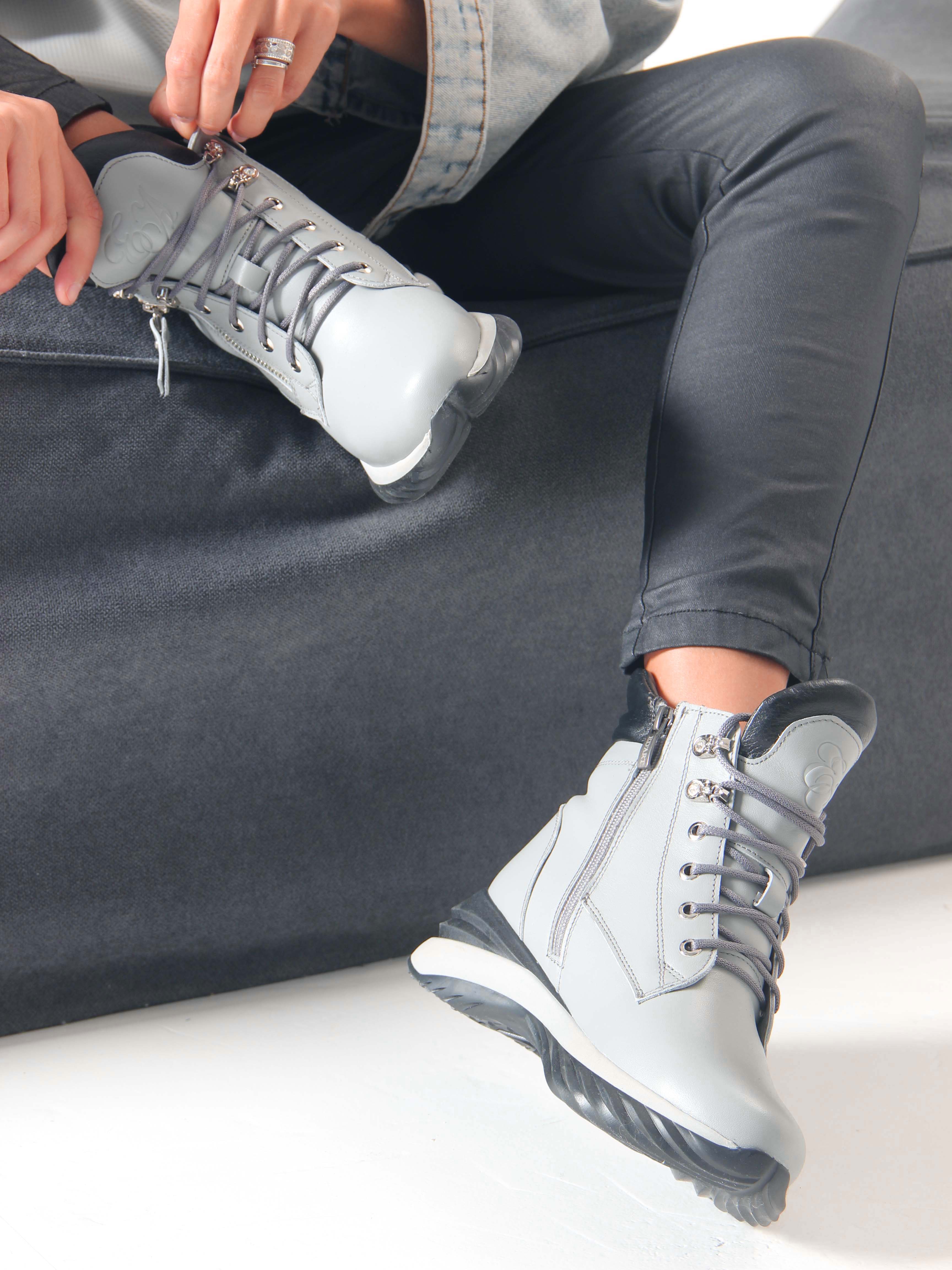 картинка Ботинки ED'ART 261.uno2'bl. серый черный от интернет магазина