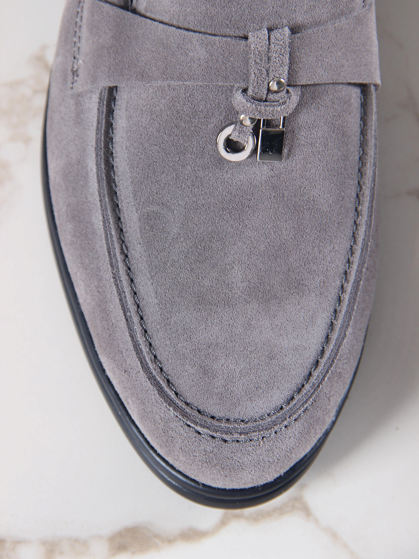 картинка Лоферы туфли ED'ART 170.2614'bl. Серый замок замша от интернет магазина