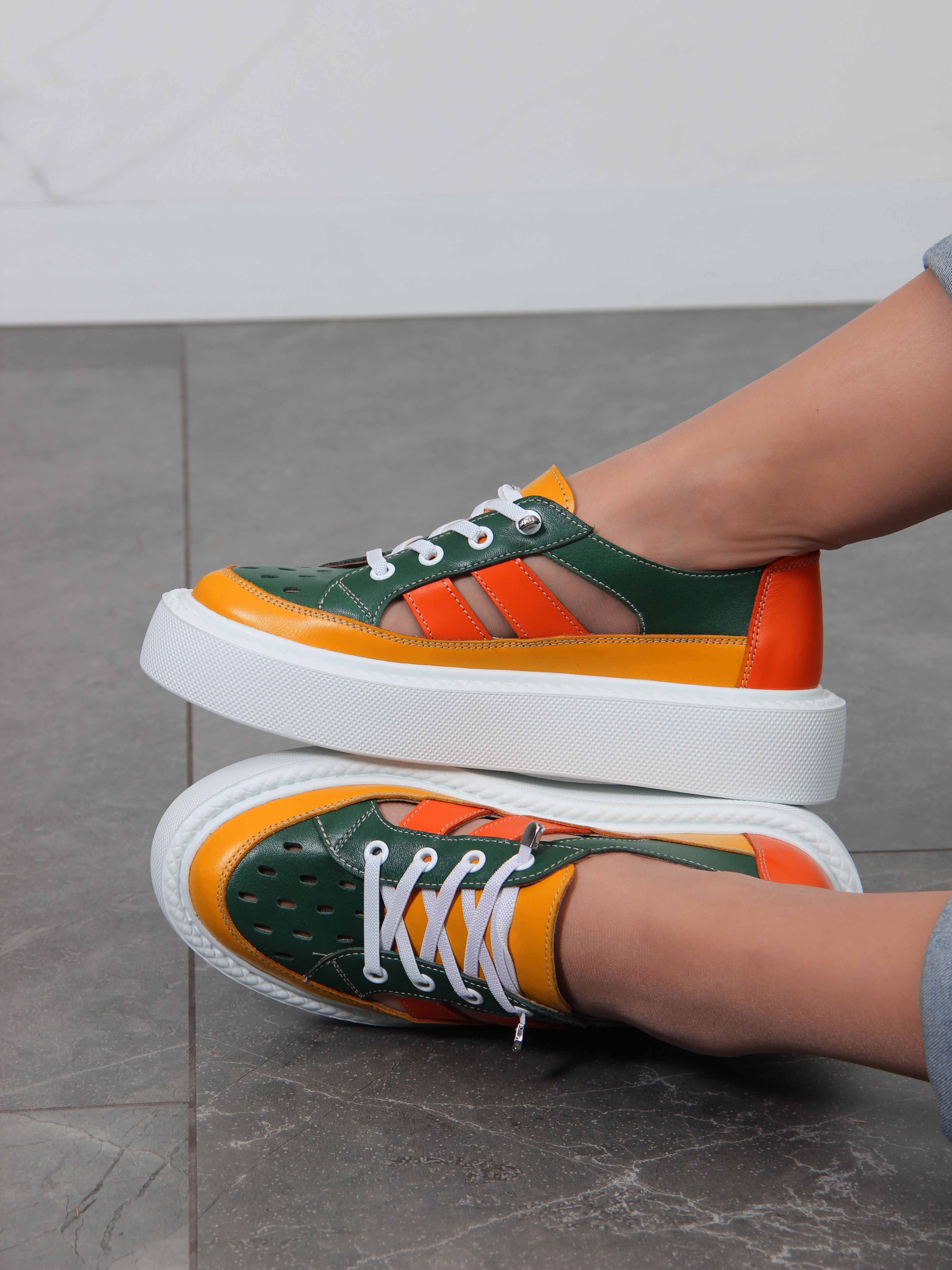 картинка Кроссовки ED'ART 165.P.Lusi23.'w.Зеленый-оранжевый от интернет магазина