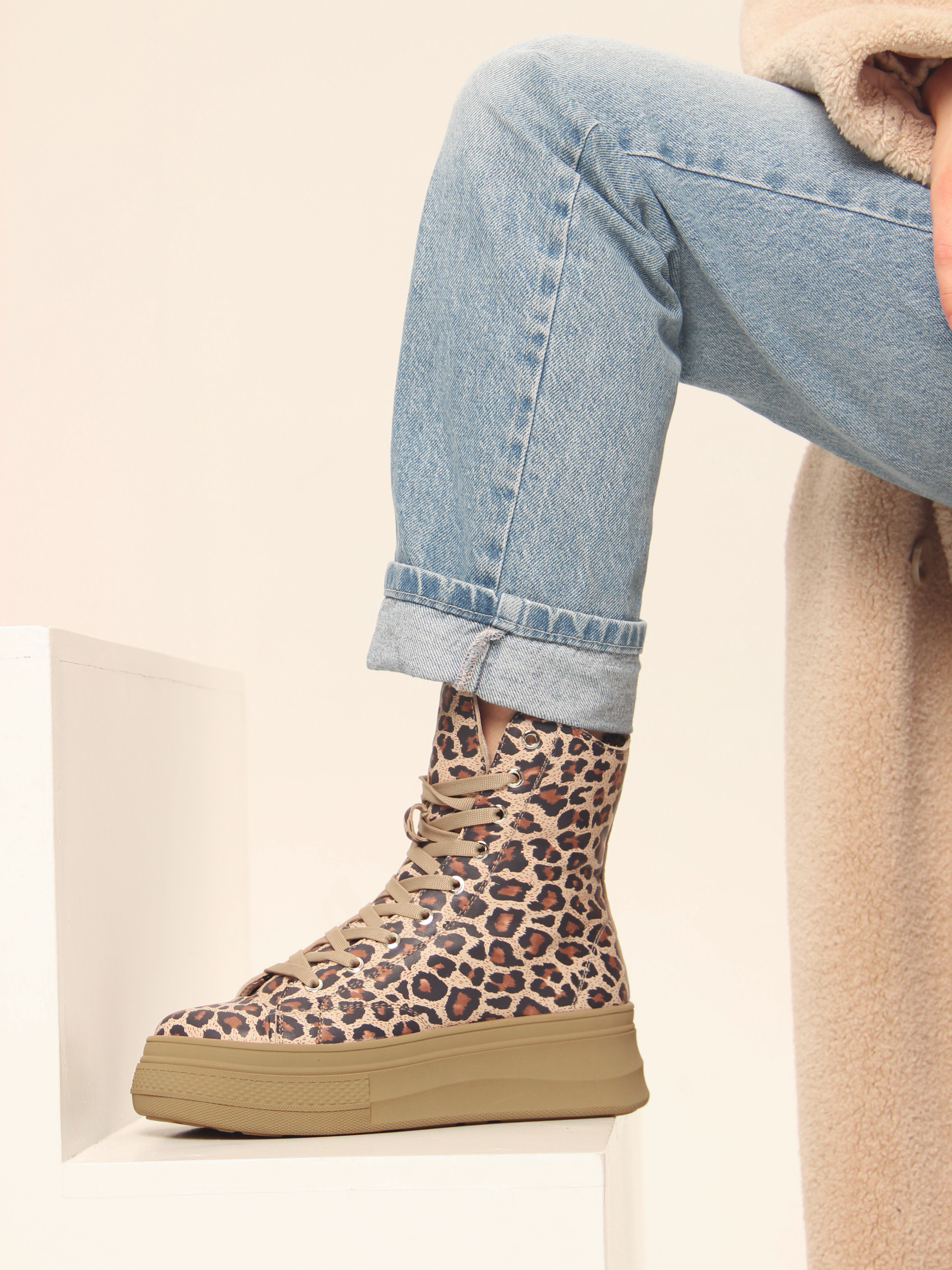 картинка Ботинки ED'ART 215.warm'br. бежевый леопард от интернет магазина