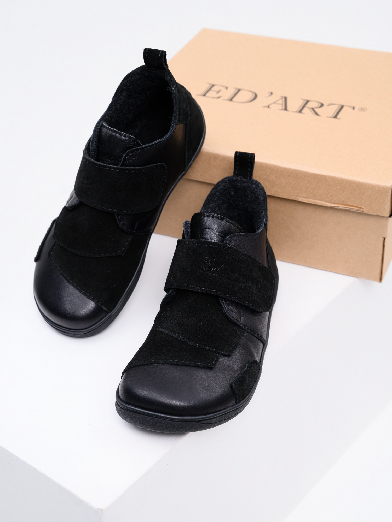 картинка Босоногие ботинки  ED'ART 206.NATA'bl.Черная кожа+черная замша от интернет магазина