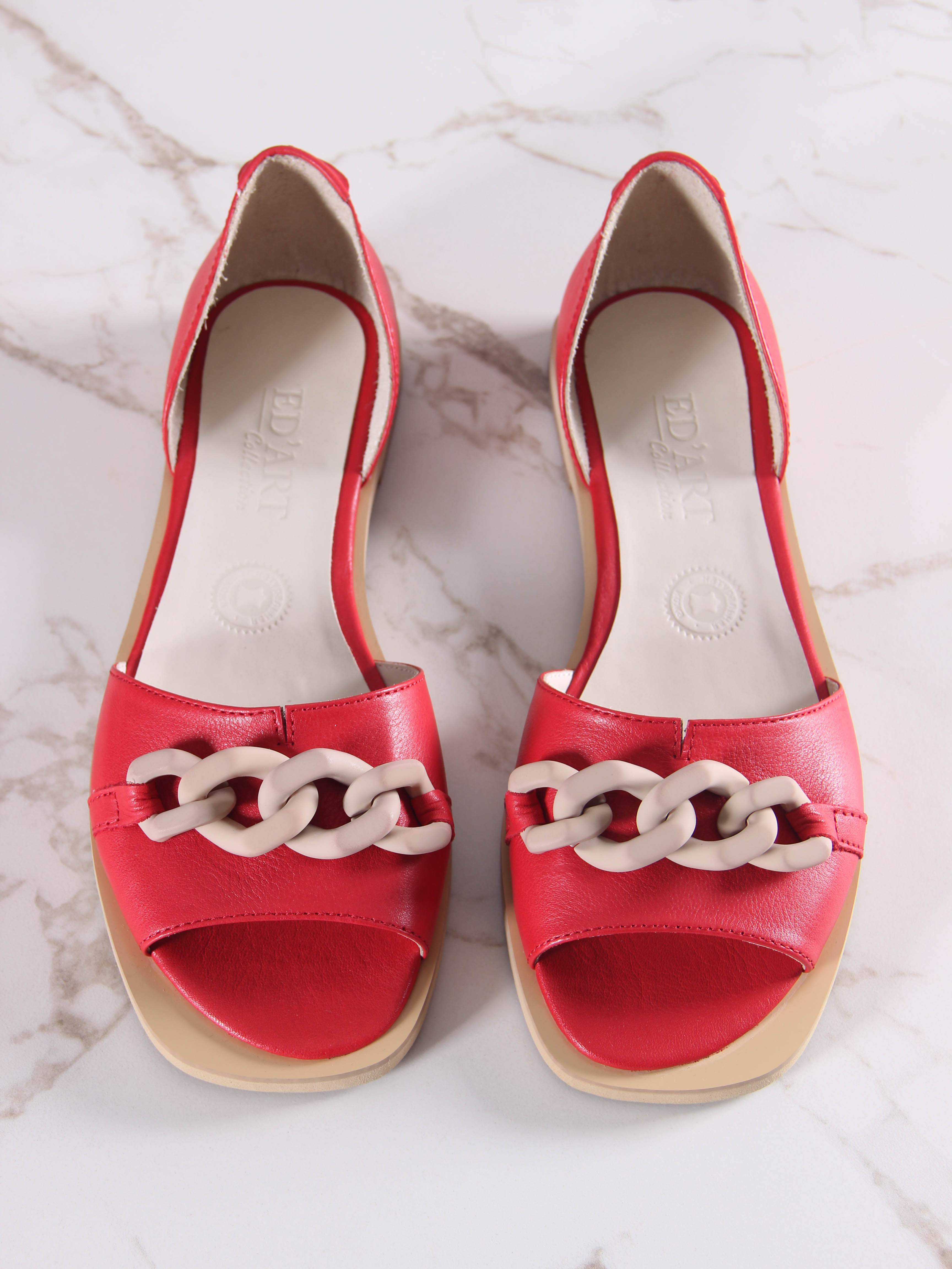 картинка Босоножки ED'ART 1024Z.110Z'bе. Красный+бежевый от интернет магазина