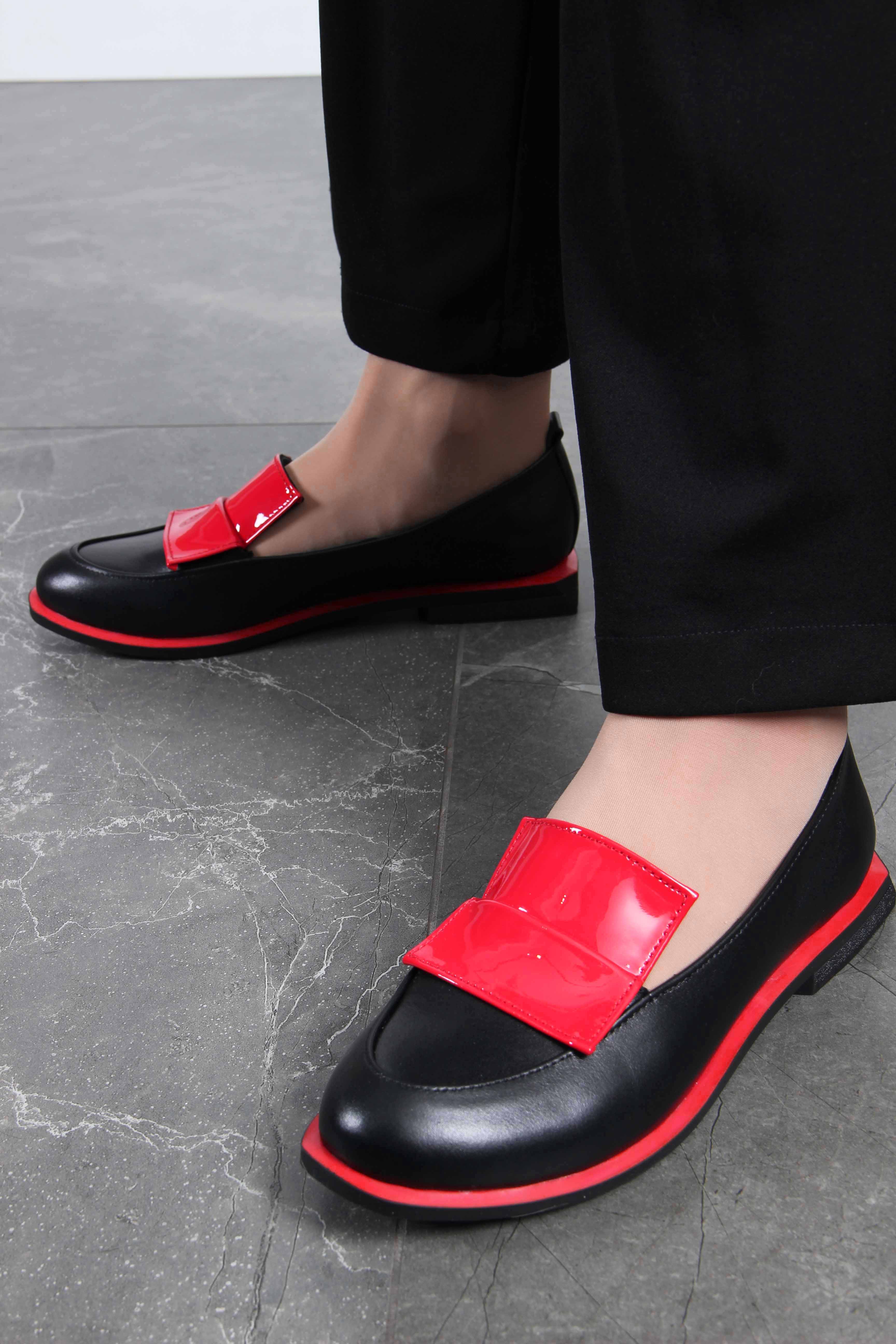 картинка Лоферы туфли ED'ART 118.Viсtoria'bl. Черный-красный от интернет магазина