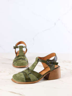 Босоножки натуральная замша зеленые