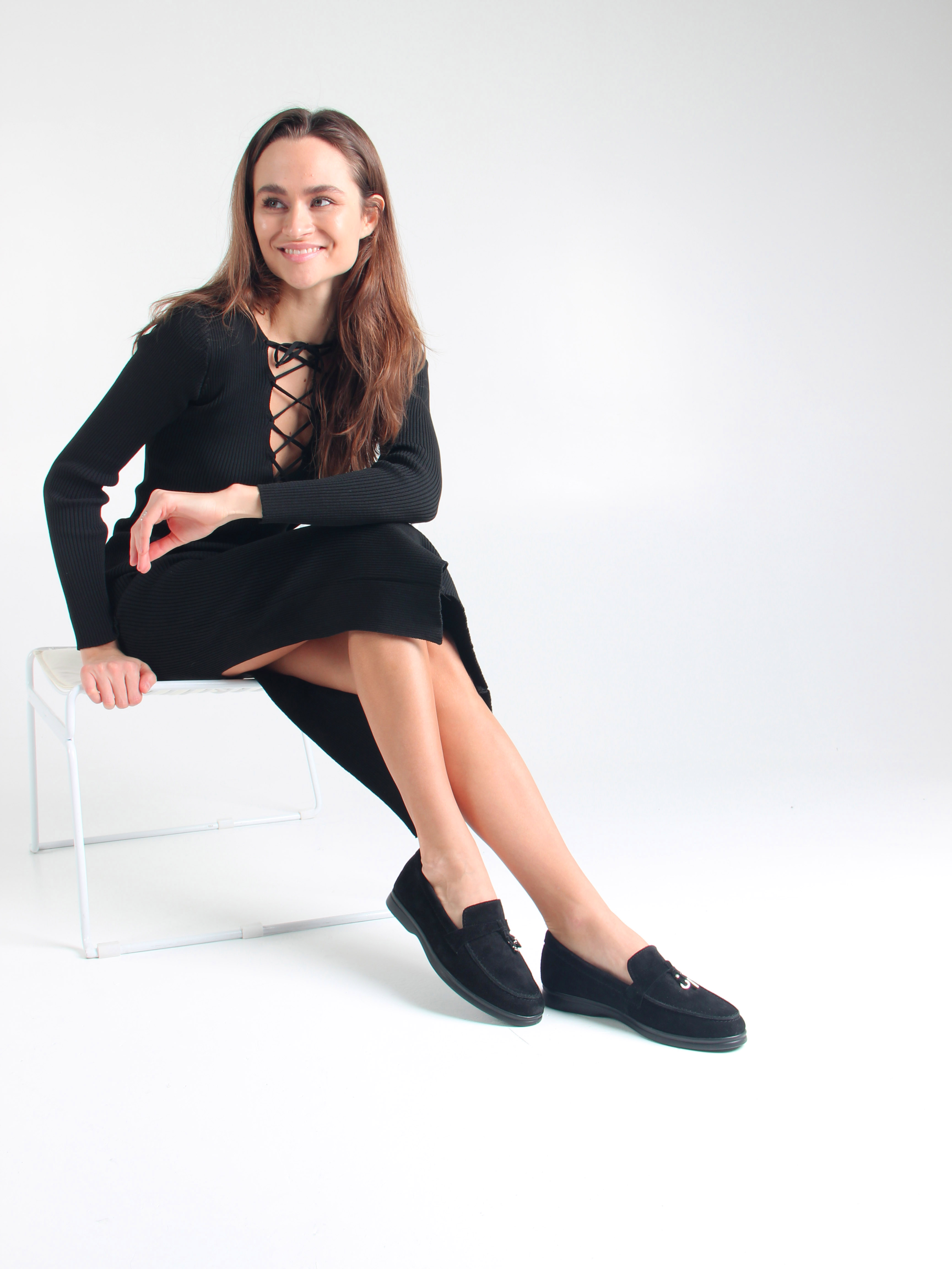 картинка Лоферы ED'ART 170.2614'bl. Черный замш от интернет магазина