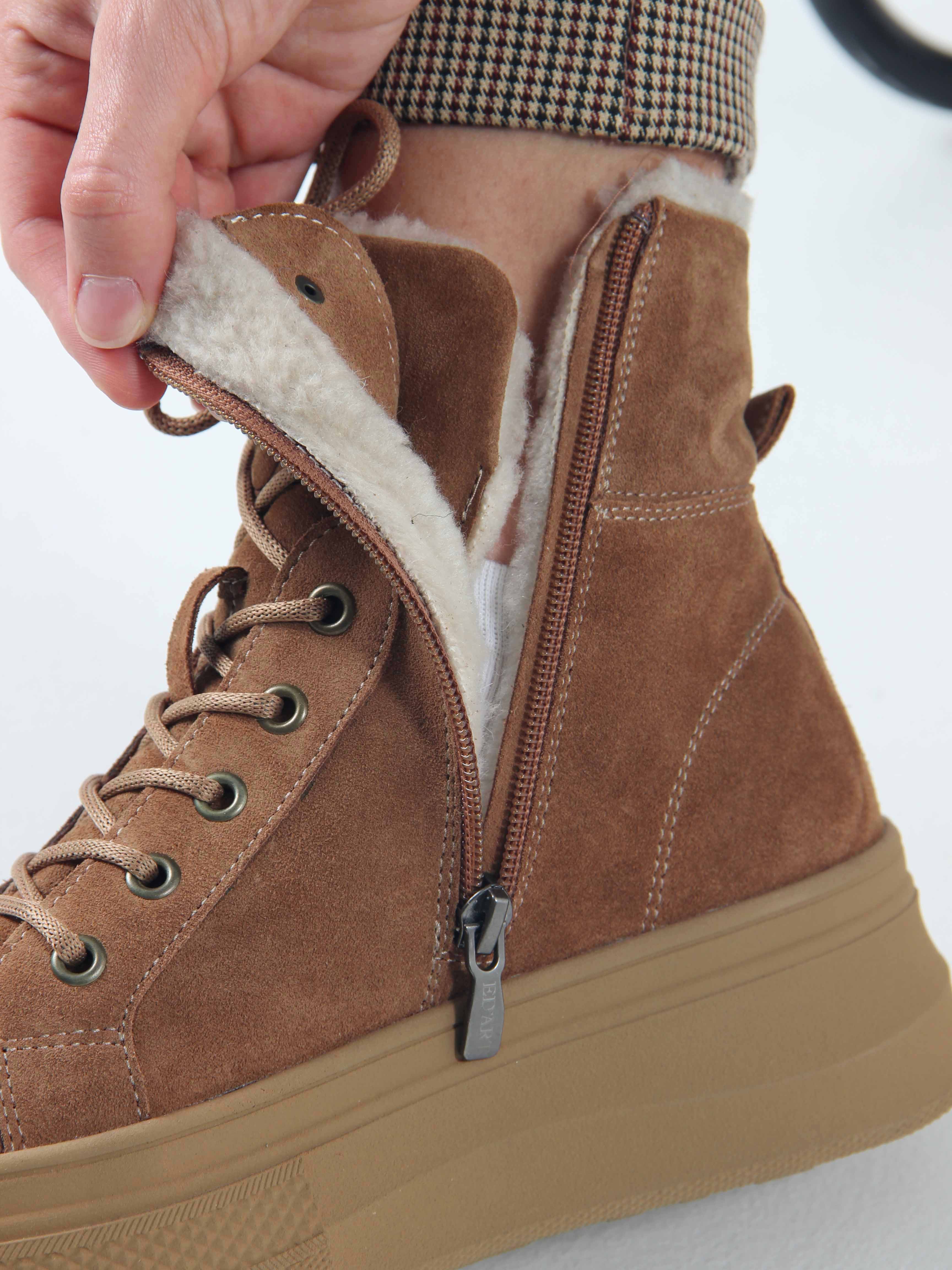 картинка Ботинки ED'ART 215.warm'br. светло коричневые замша от интернет магазина