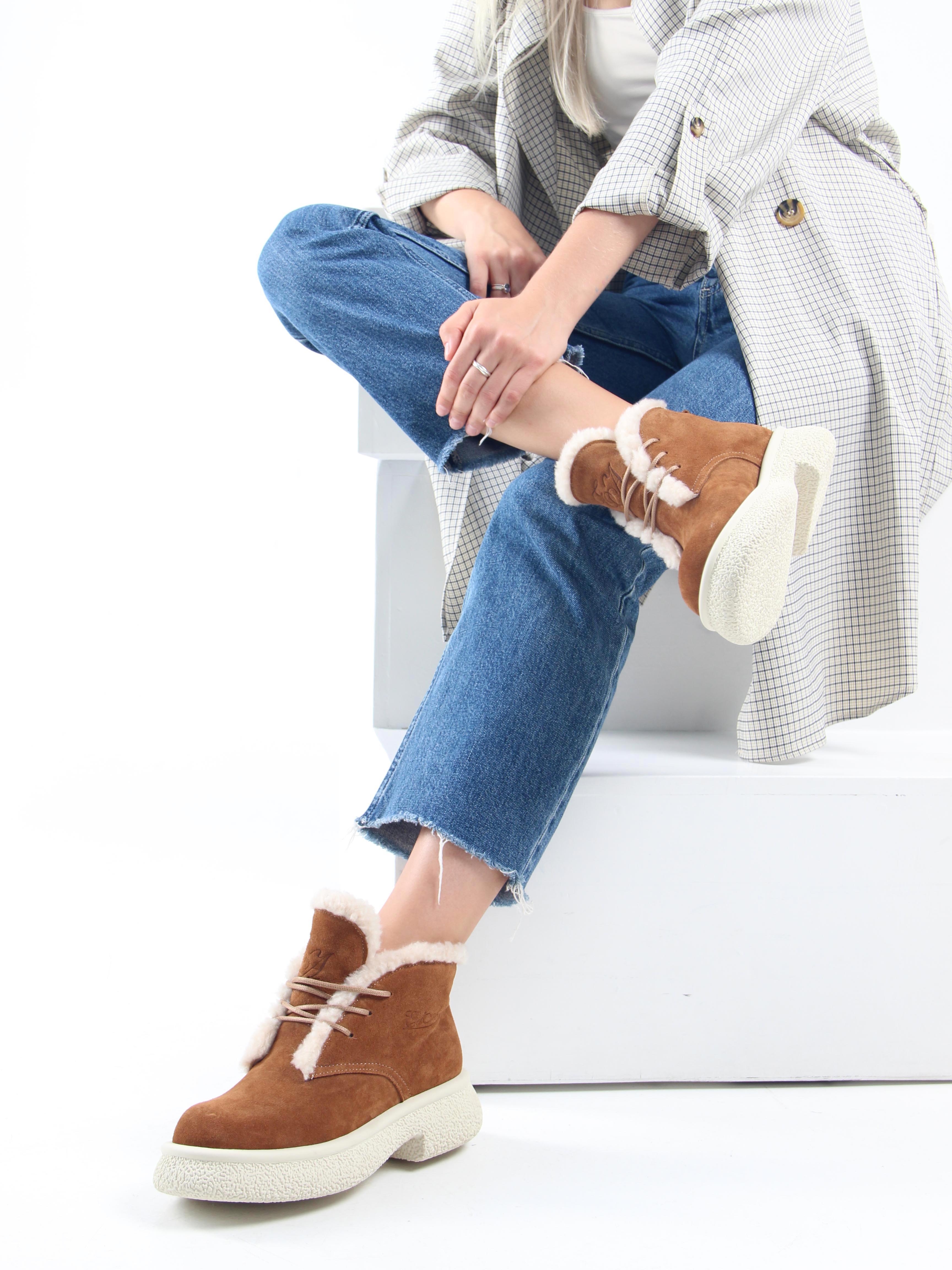 картинка Ботинки ED'ART 308.агата'w. светло коричневый замша от интернет магазина