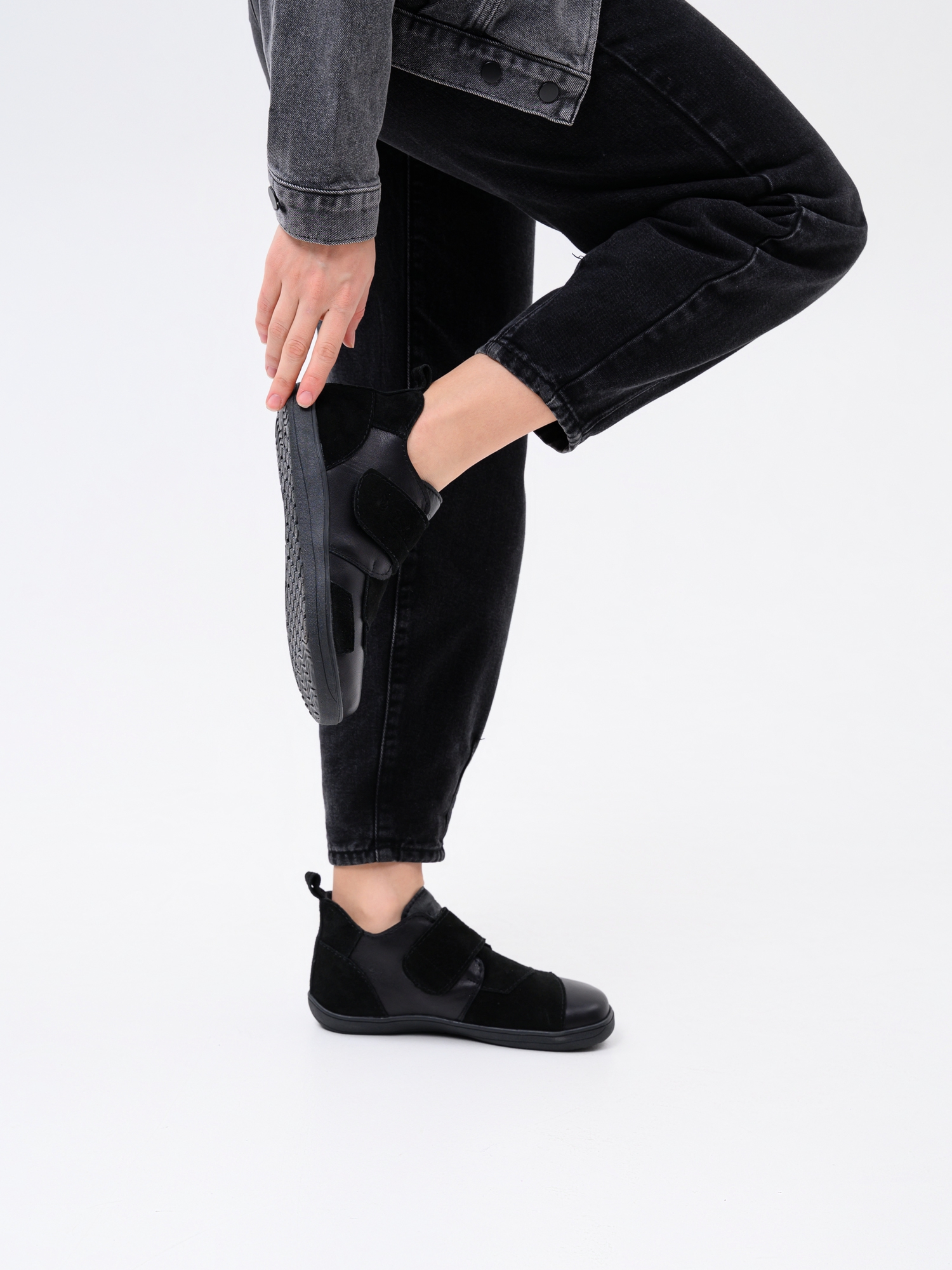 картинка Босоногие ботинки  ED'ART 206.NATA'bl.Черная кожа+черная замша от интернет магазина