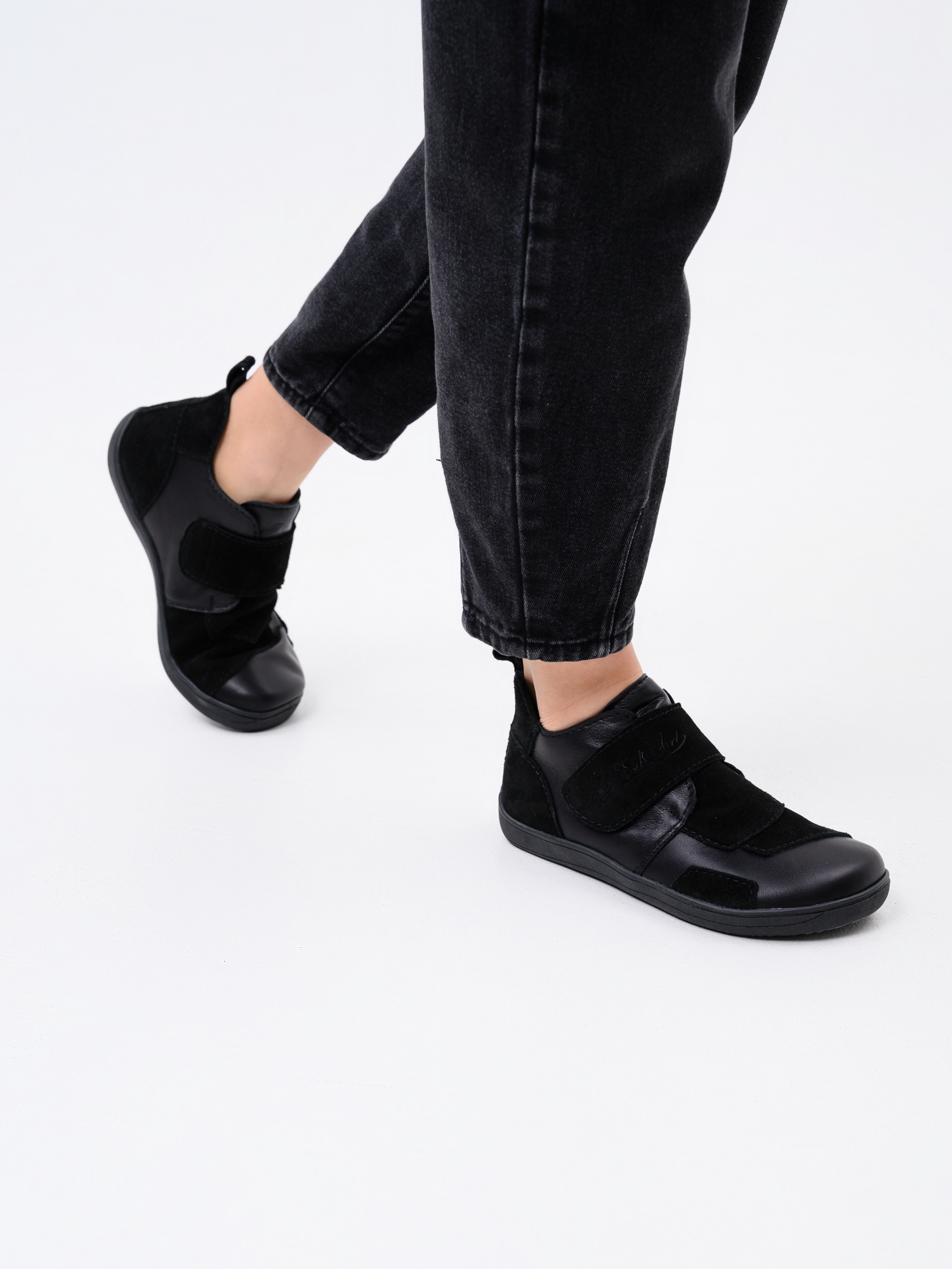 картинка Босоногие ботинки  ED'ART 206.NATA'bl.Черная кожа+черная замша от интернет магазина