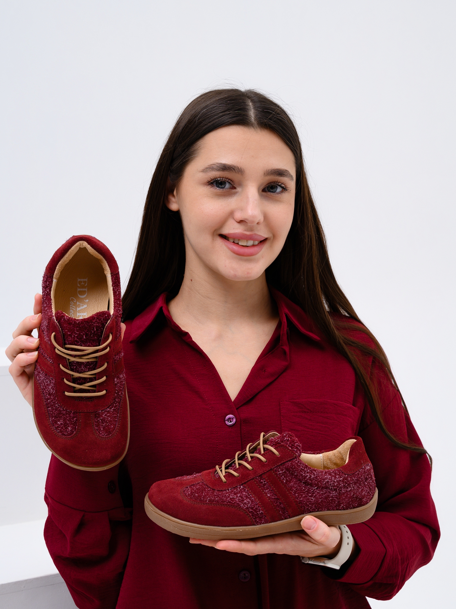 картинка Босоногие кеды ED'ART 184.nata'br.Бордовая замша+бордовый джангл от интернет магазина