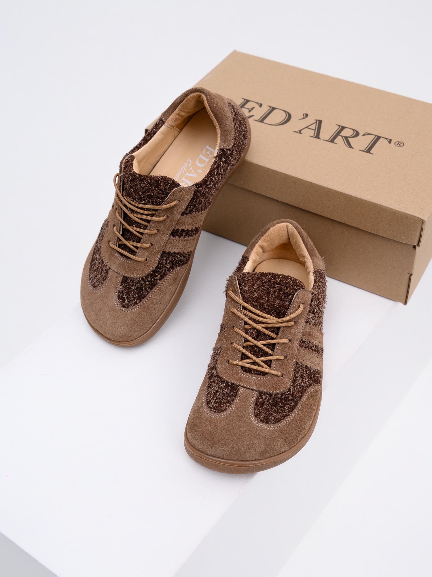 картинка Босоногие кеды ED'ART 184.nata'br.Серо-коричневая замша+коричневый джангл от интернет магазина