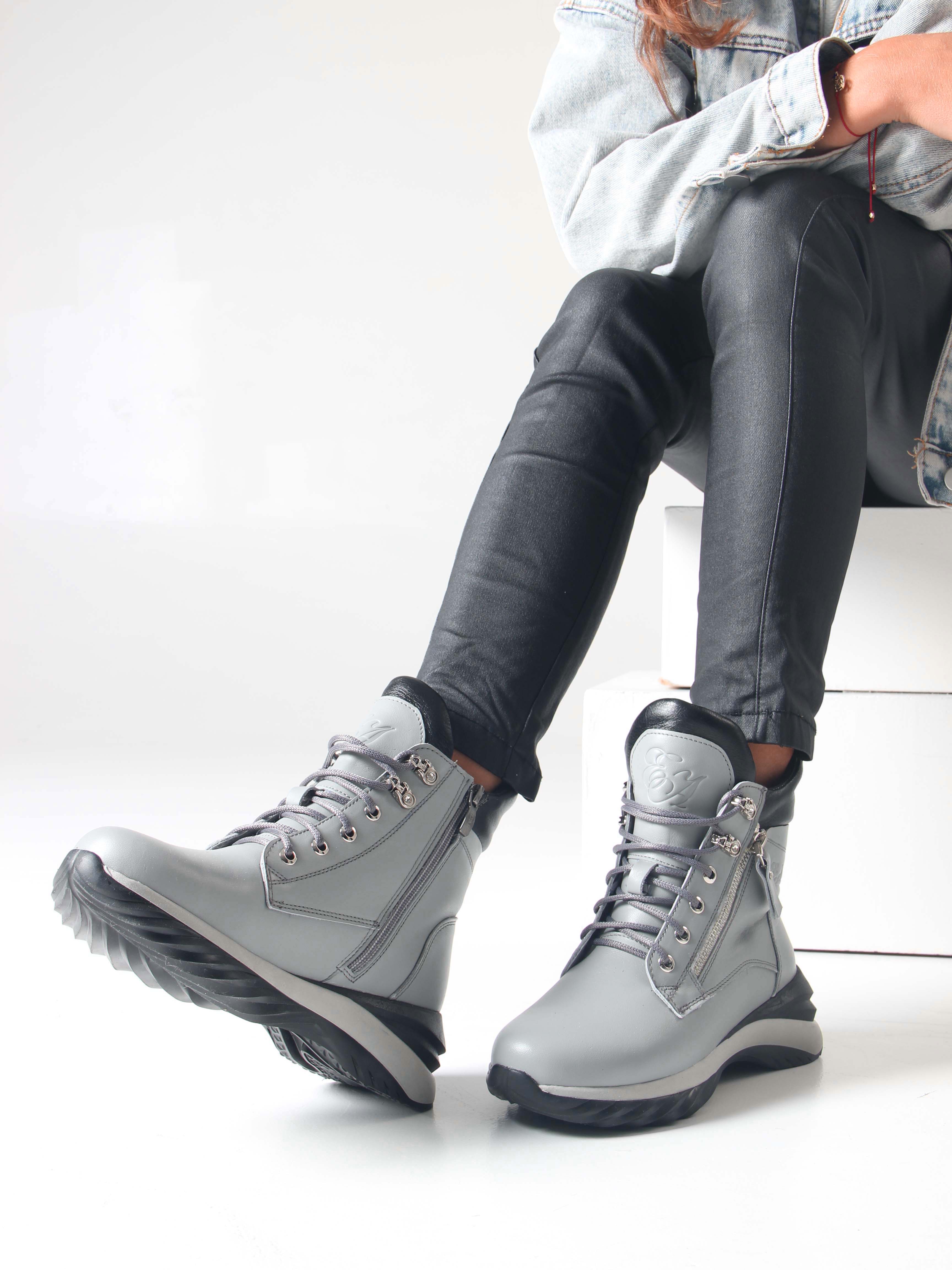 картинка Ботинки ED'ART 261.uno2'bl. серый черный от интернет магазина