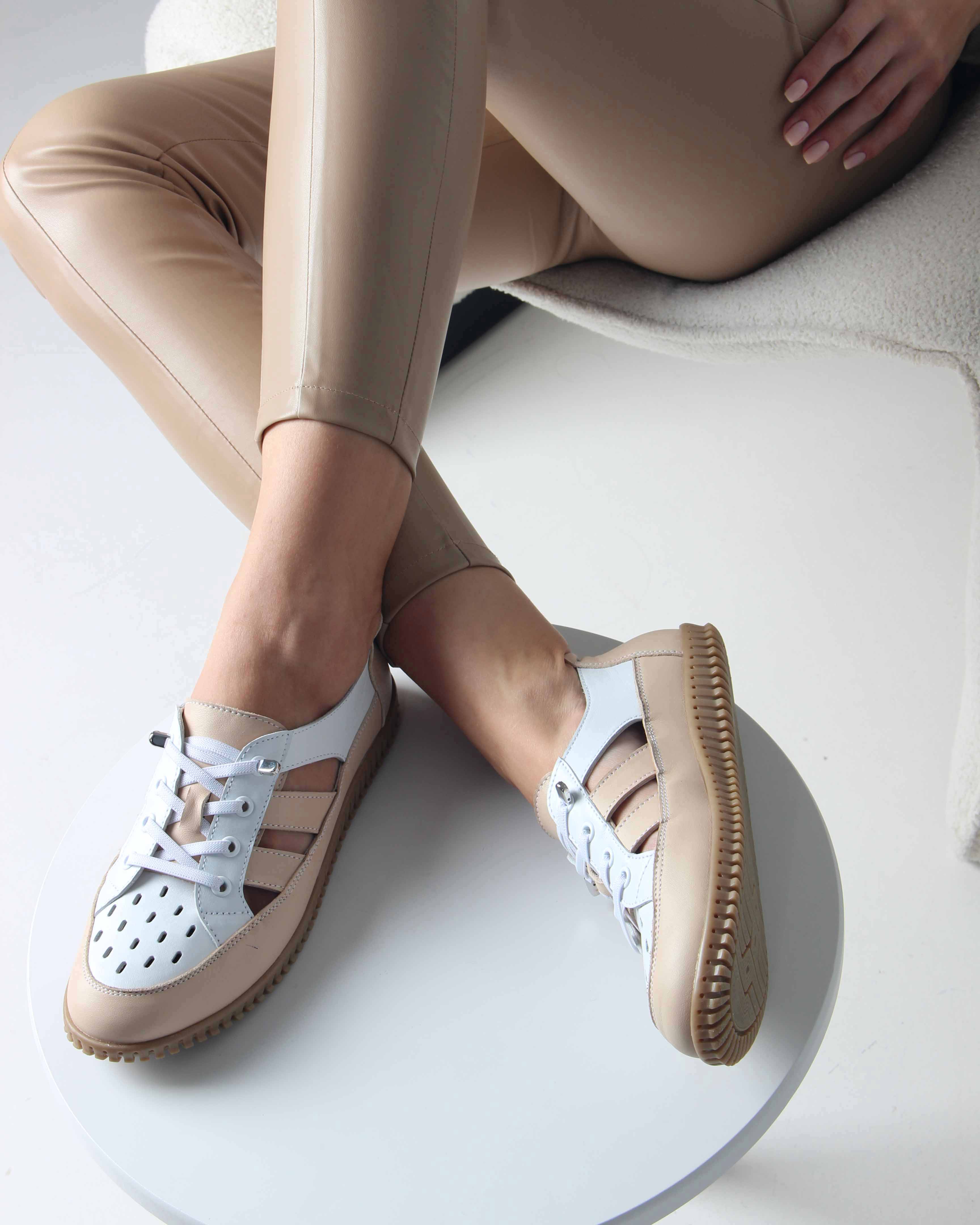 картинка Слипоны ED'ART 165.8000'be. белый-бежевый от интернет магазина