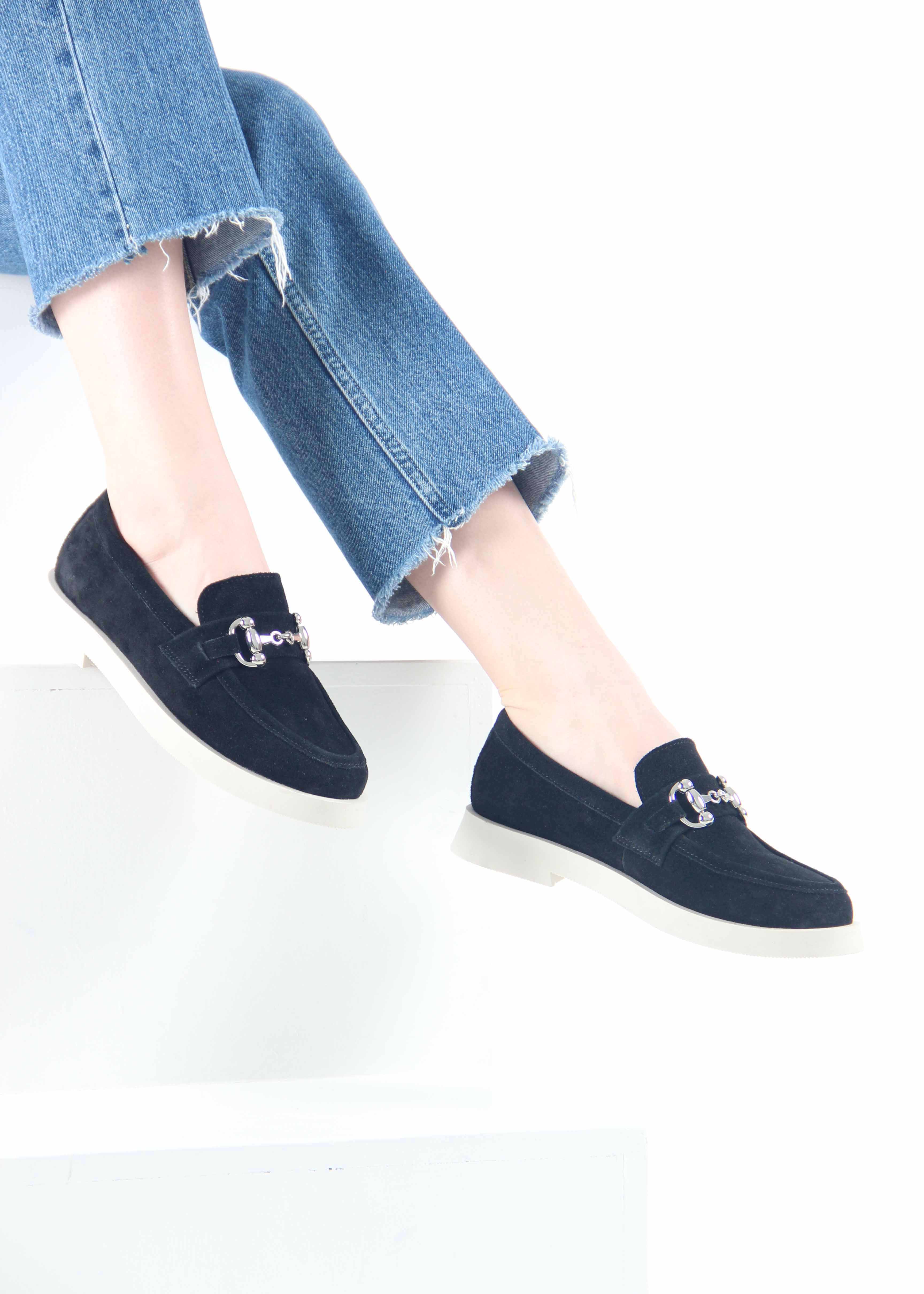 картинка Лоферы туфли ED'ART 172.1841'be. черная замша от интернет магазина