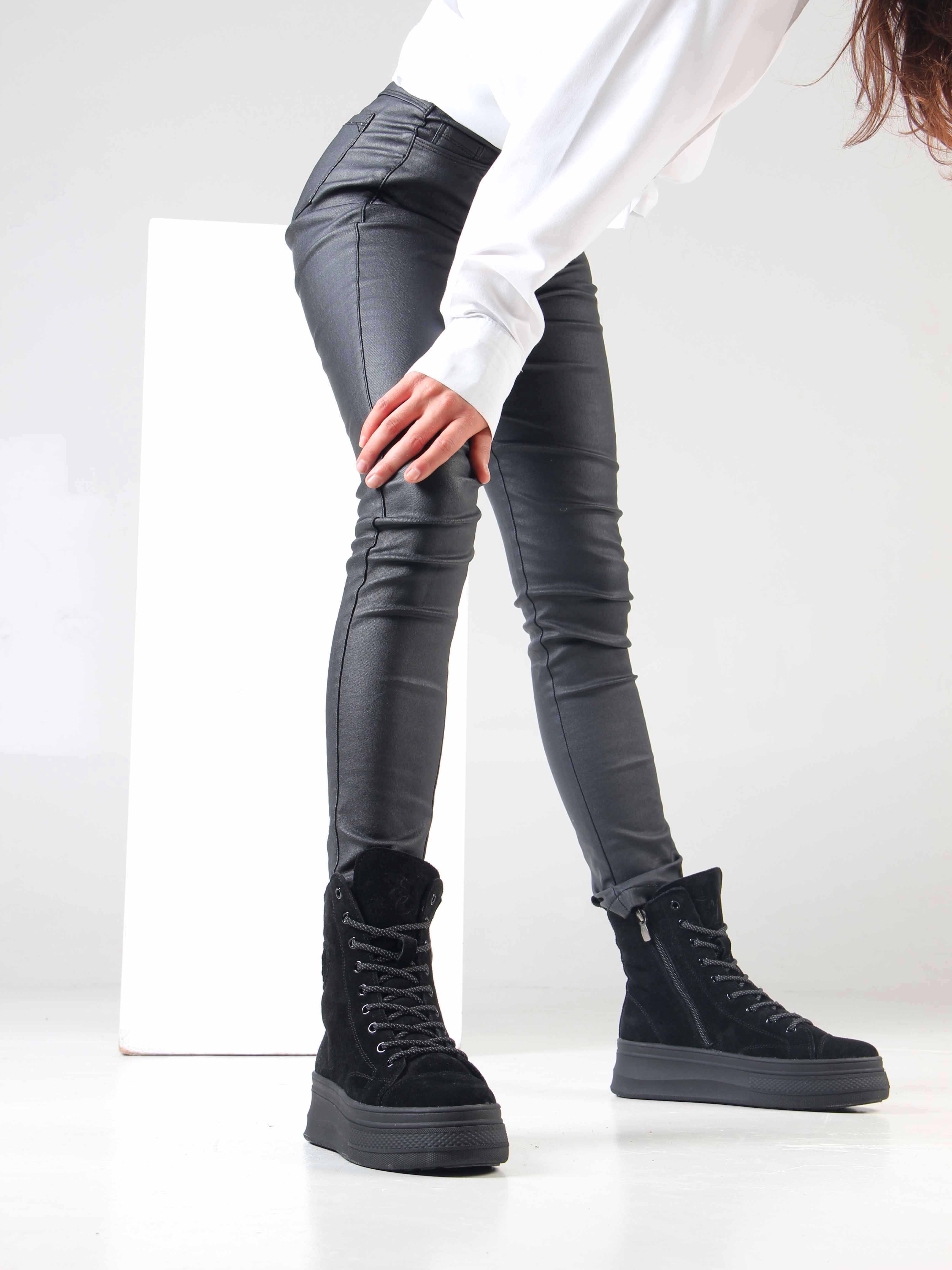 картинка Ботинки ED'ART 215.warm'bl. черные замша от интернет магазина