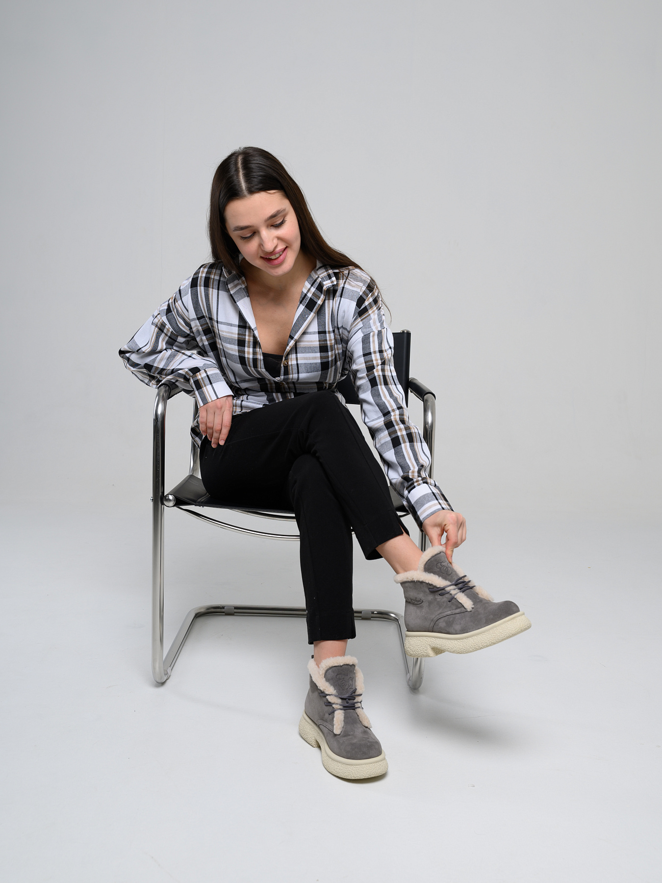 картинка Ботинки ED'ART 308.агата be. серый замок замша+бежевый от интернет магазина