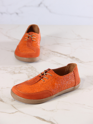 Босоногие туфли кожаные оранжевые