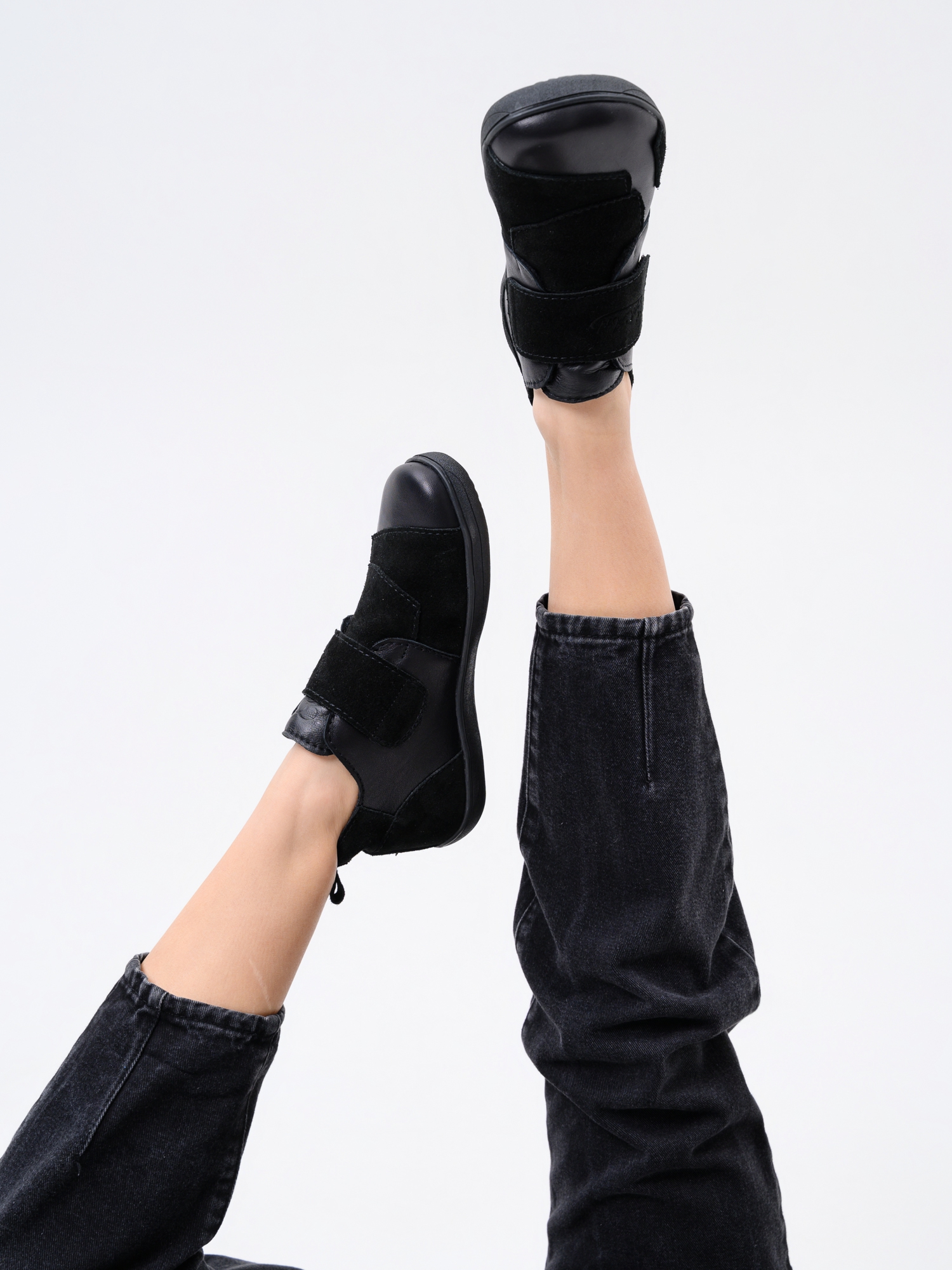 картинка Босоногие ботинки  ED'ART 206.NATA'bl.Черная кожа+черная замша от интернет магазина